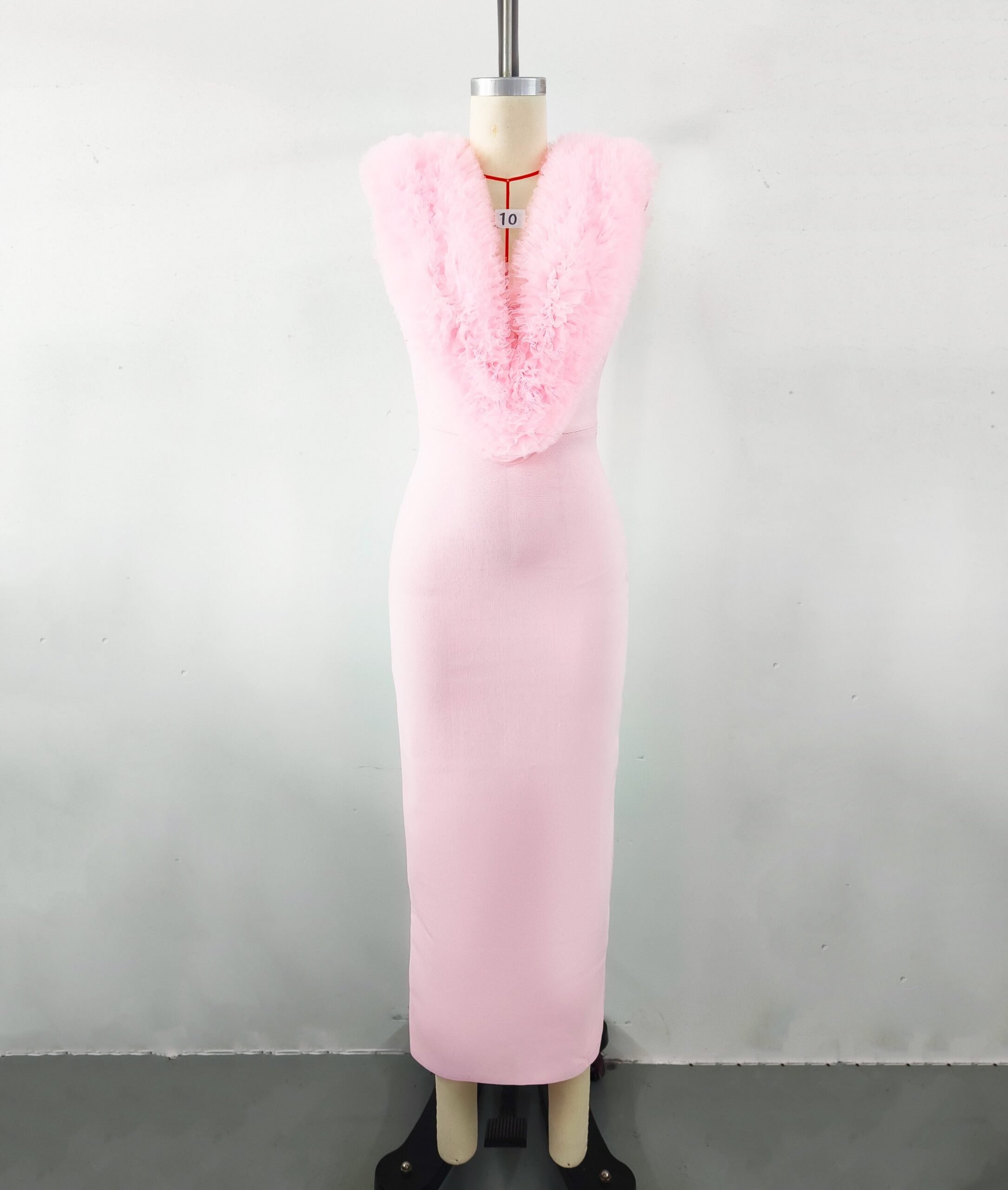 Fashionslee Women Alora Pink Faux Fur Maxi Dress