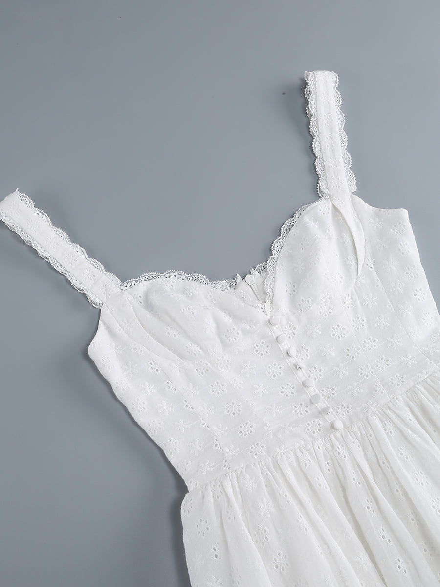 TRENDING WHITE V-NECK MINI DRESS - OWNCI