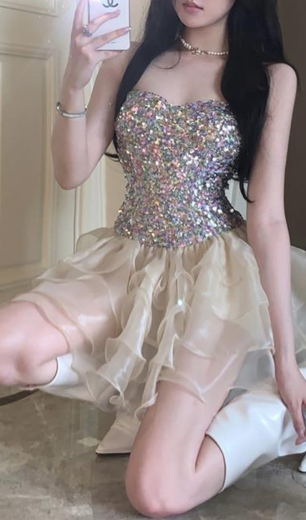 6dcecfd9bf765e793c56d573326d5cd4.jpg Fashionslee Women Chimere Strapless Sequin Mini Dress