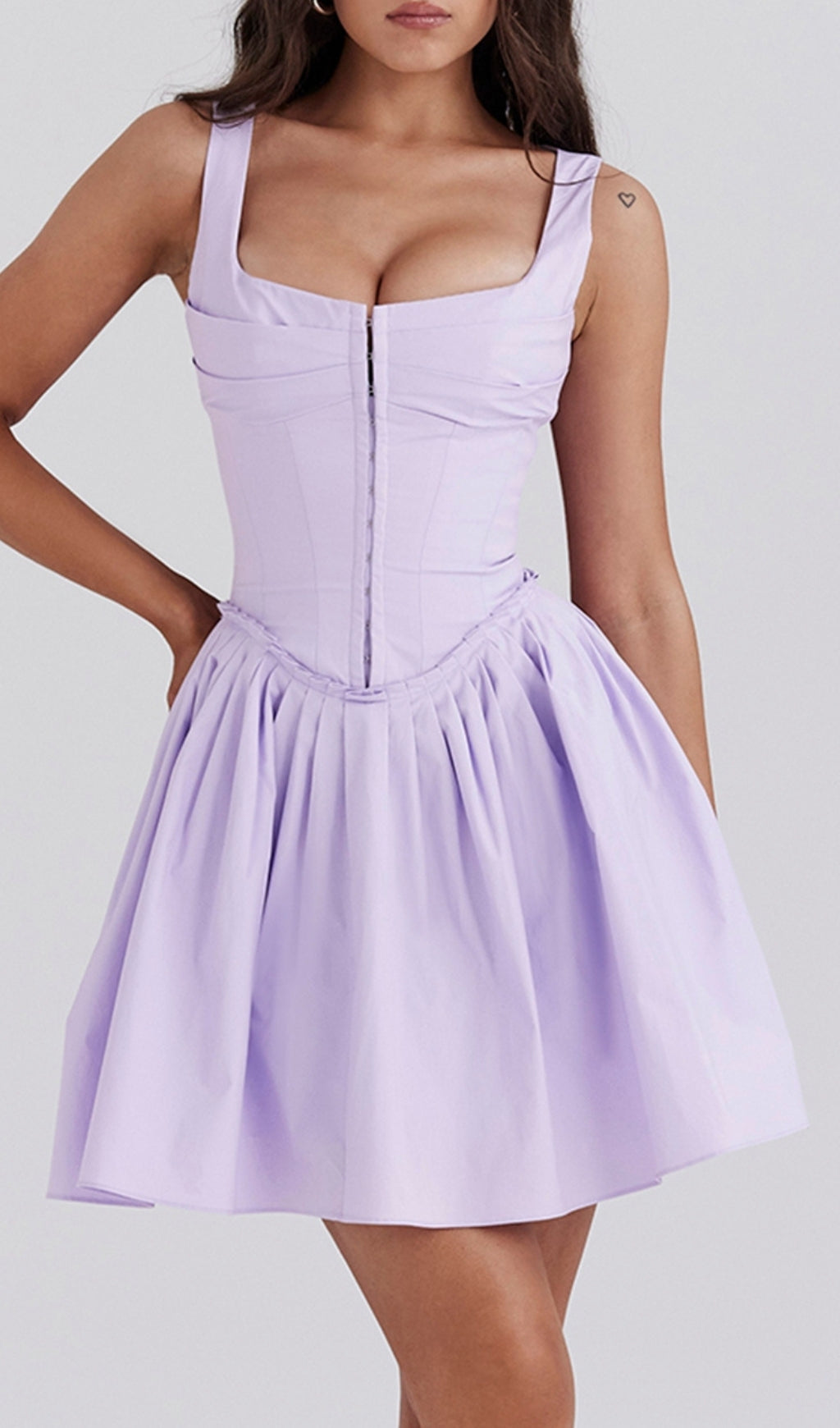 Fashionslee Women Attina Purple Pleated Mini Dress