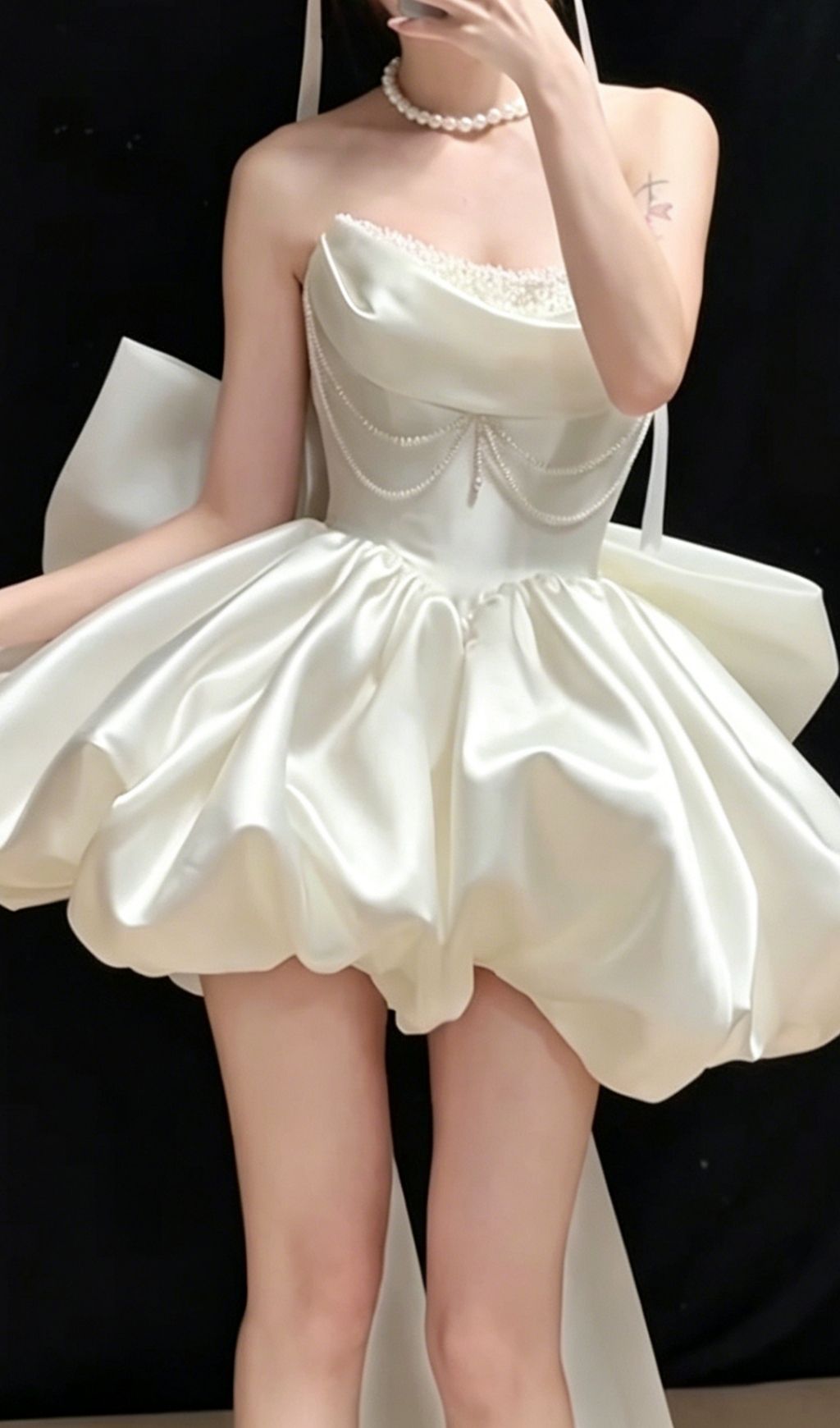Fashionslee Women Kukana White Embellished Bow Mini Dress