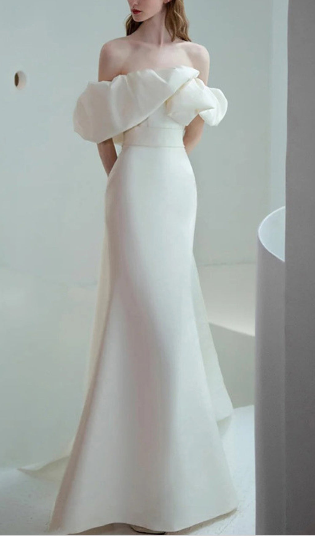Fashionslee Women Avianna White One Shoulder Wedding Dress