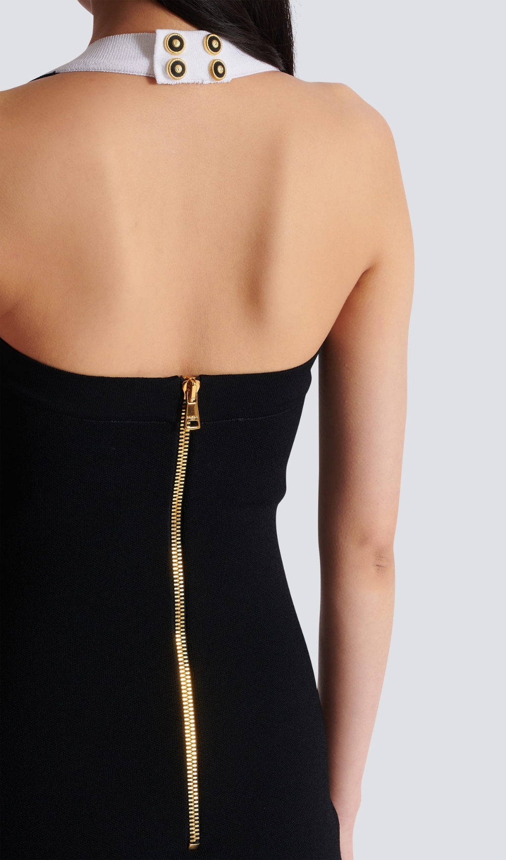 7359a8bdf167c9a207c54975a801719c.jpg Fashionslee Women Clotho Black Halter Button Mini Bandage Dress
