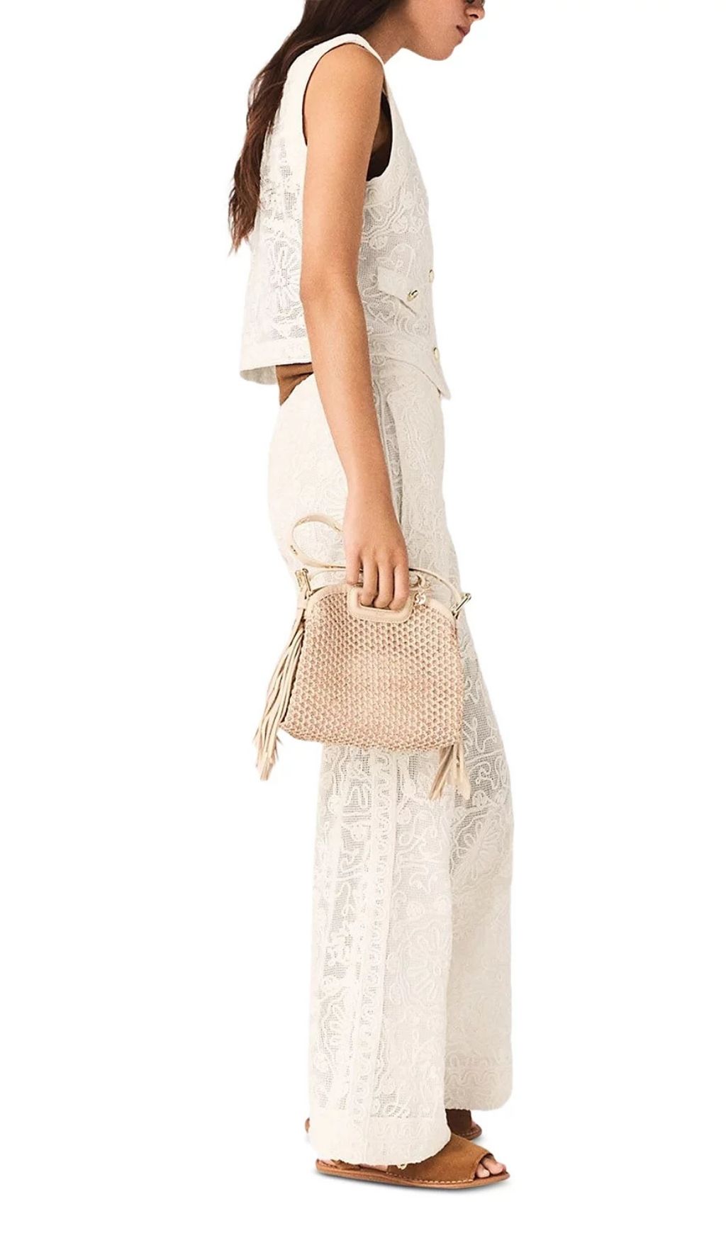 Fashionslee Women Laros Floral Guipure Lace Waistcoat
