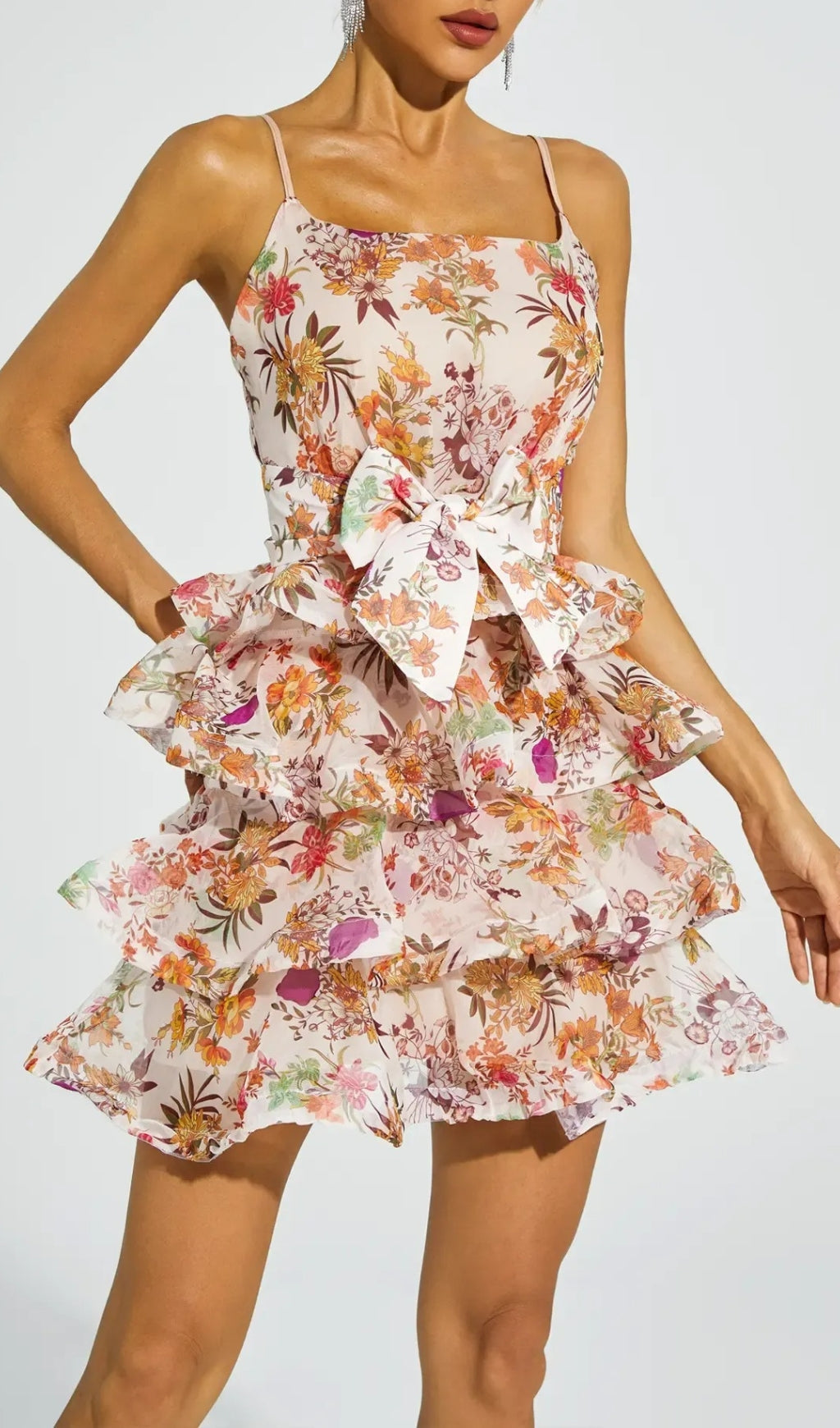 Fashionslee Women Bina Floral Ruched Slip Mini Dress