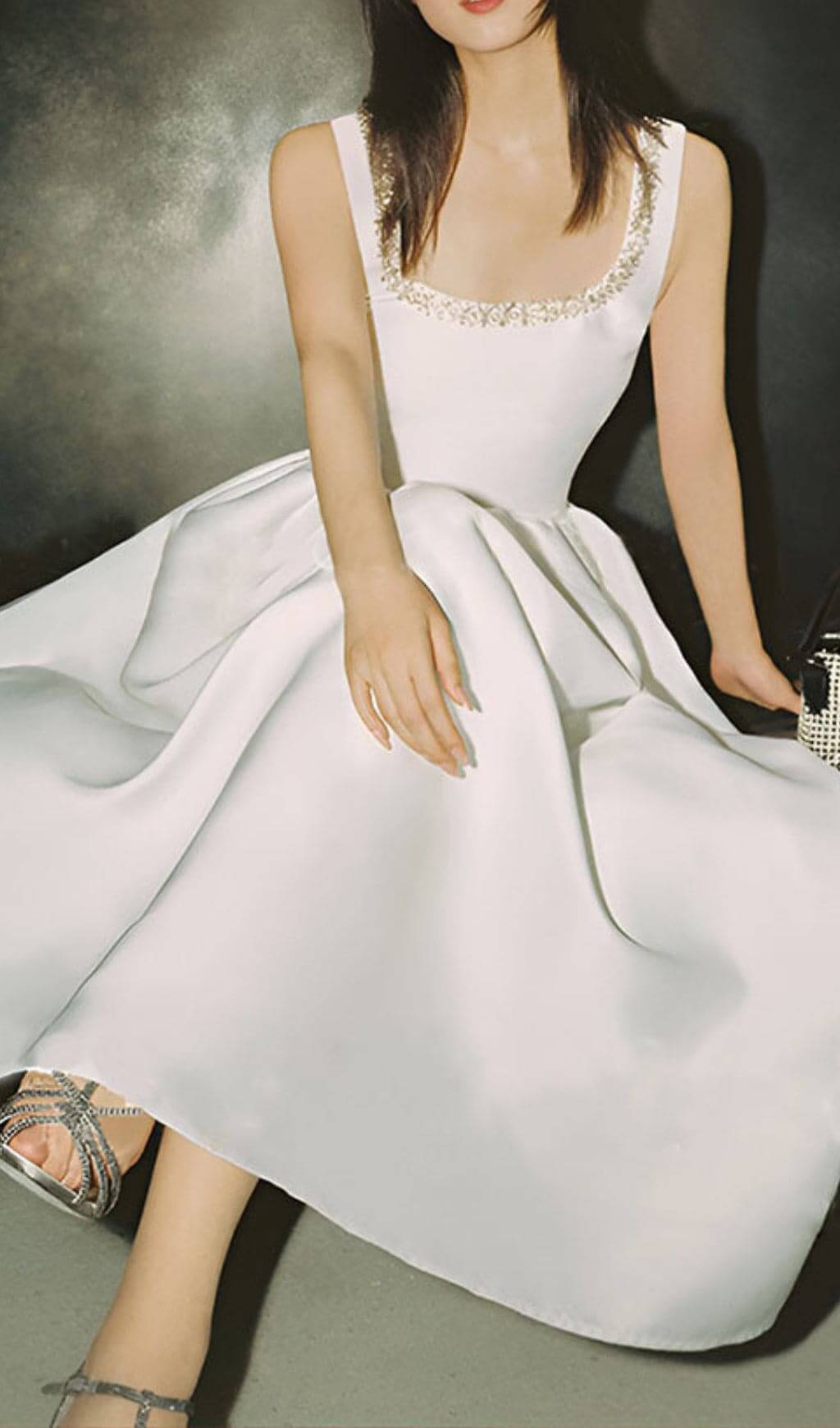 AZZURRA WHITE DIAMOND VIRAL MIDI DRESS - OWNCI AZZURRA WHITE DIAMOND VIRAL MIDI DRESS - OWNCI