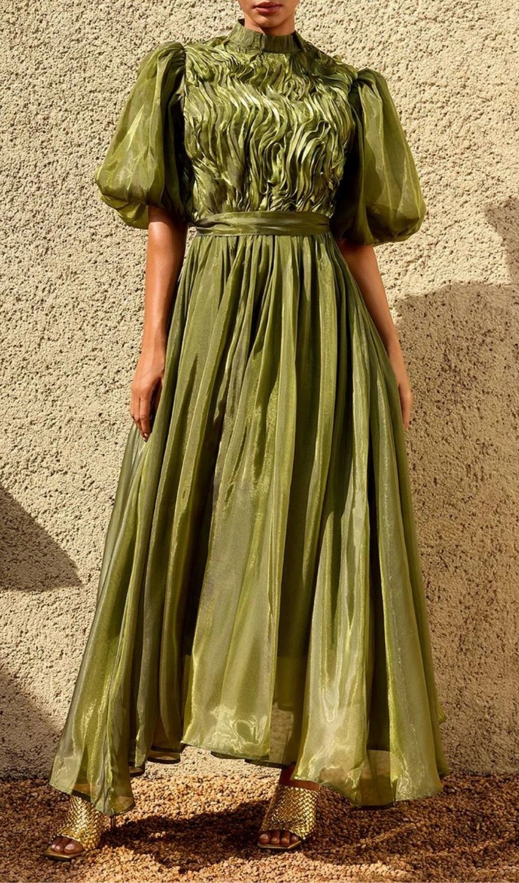 Fashionslee Women Zylarion Puff Sleeve Ruffle Maxi Dress