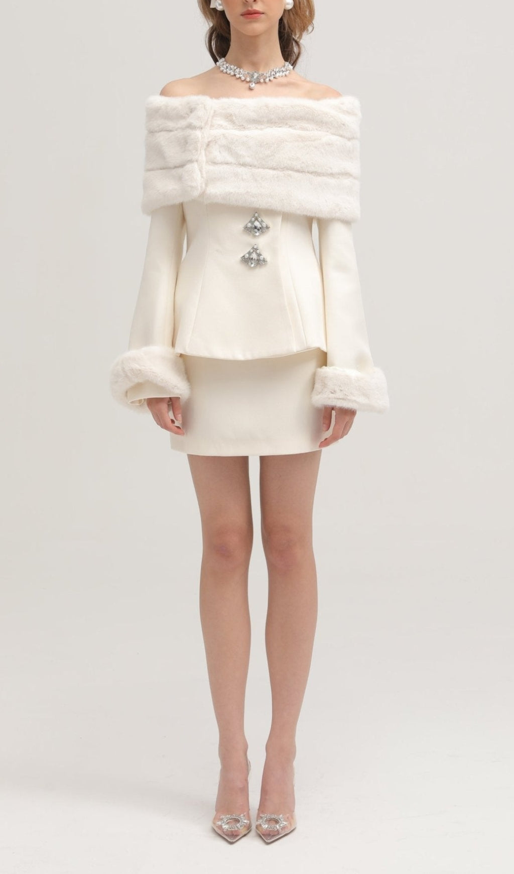 Fashionslee Women Balthasar Faux-Fur Jacket & Skirt Set