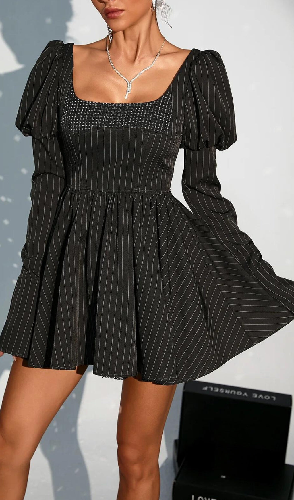 Fashionslee Women Ameline Mini Dress In Black