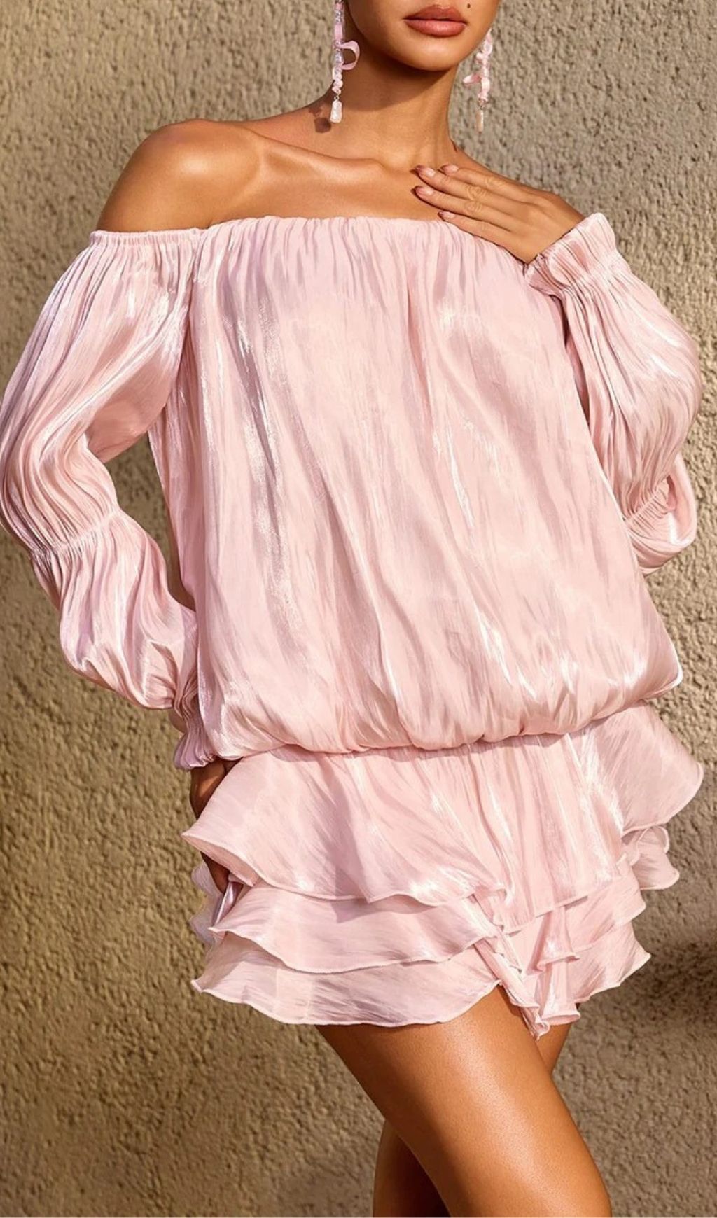 Fashionslee Women Ryndoric Off Shoulder Ruffle Mini Dress