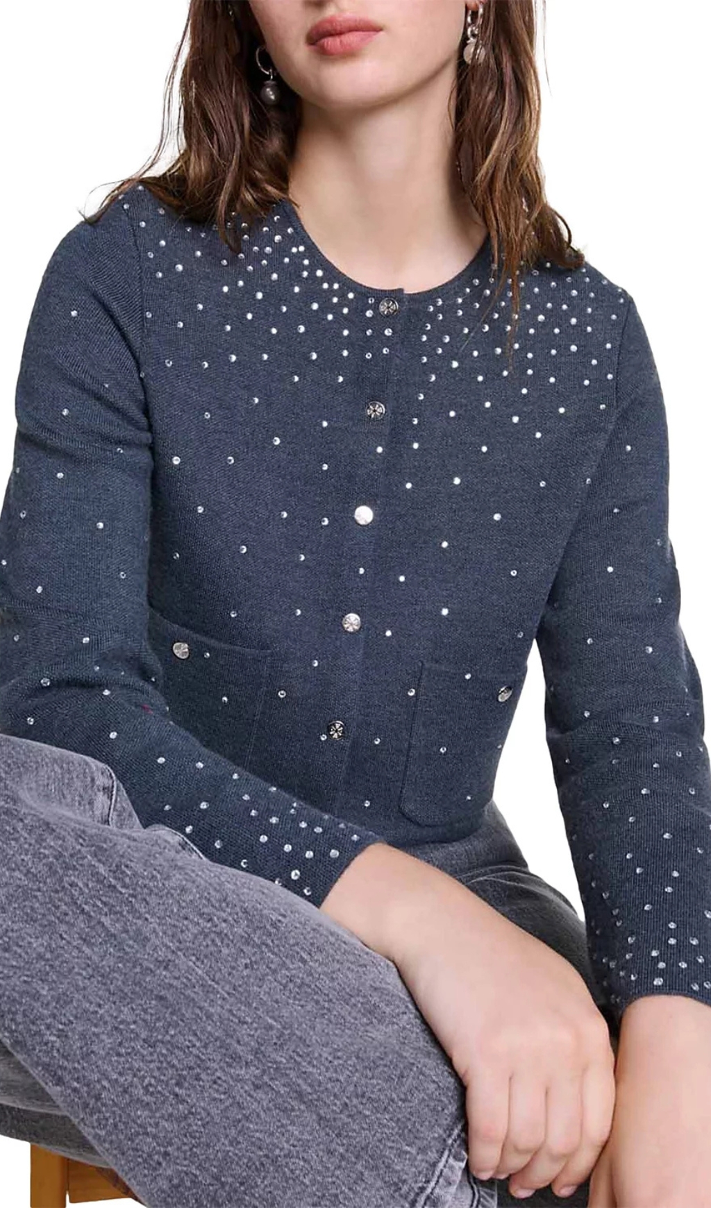 Fashionslee Women Mistrassa Rhinestone Cardigan