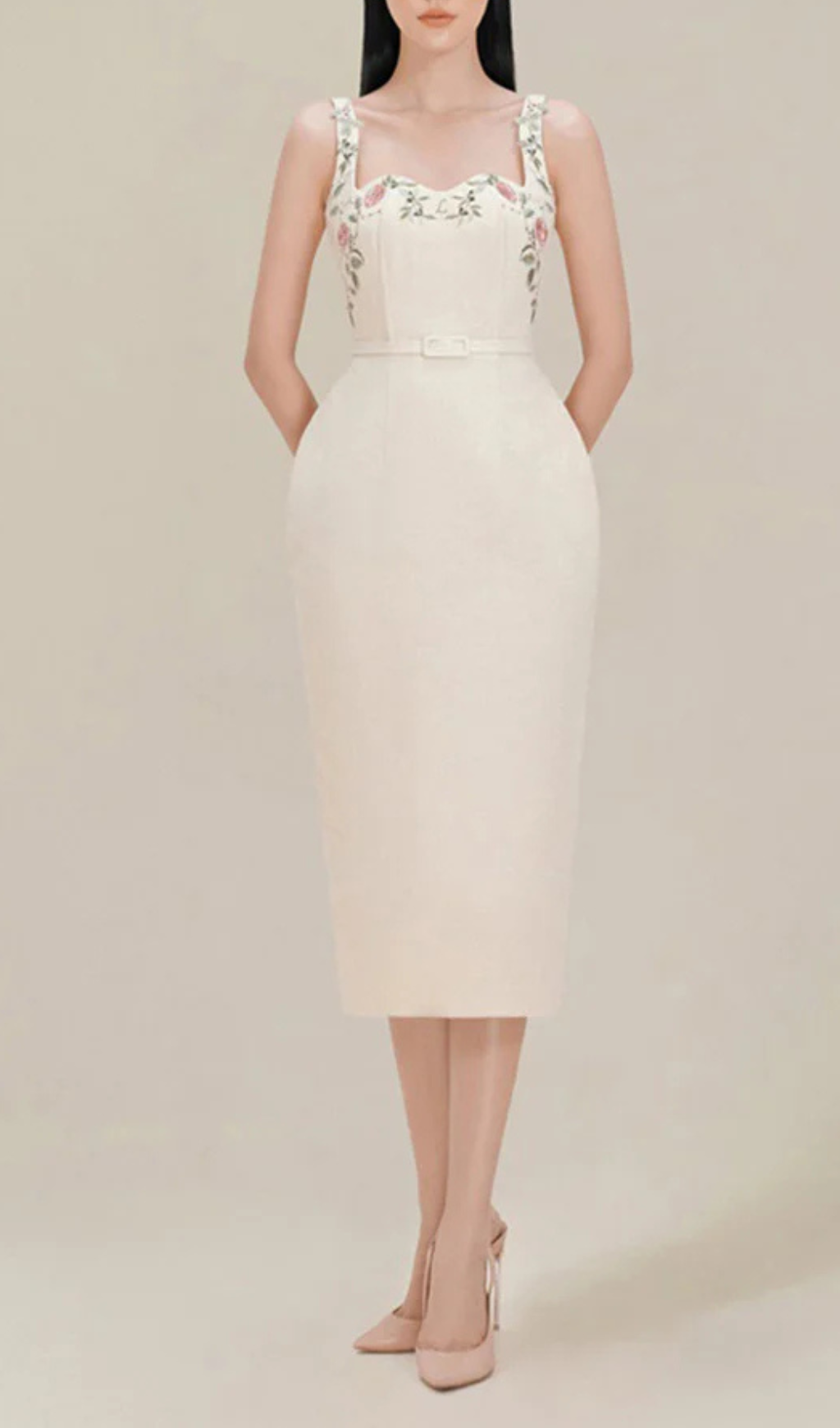 7a1fb0359596f5330c4787f0321f8ccb.png Fashionslee Women Alessandria Machine Embroidery Strap Hip Midi Dress