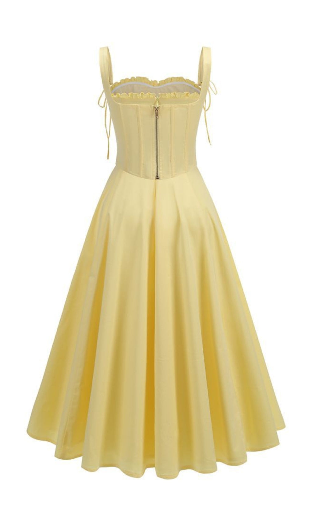 Fashionslee Women Avariella Yellow Corset Midi Dress Set