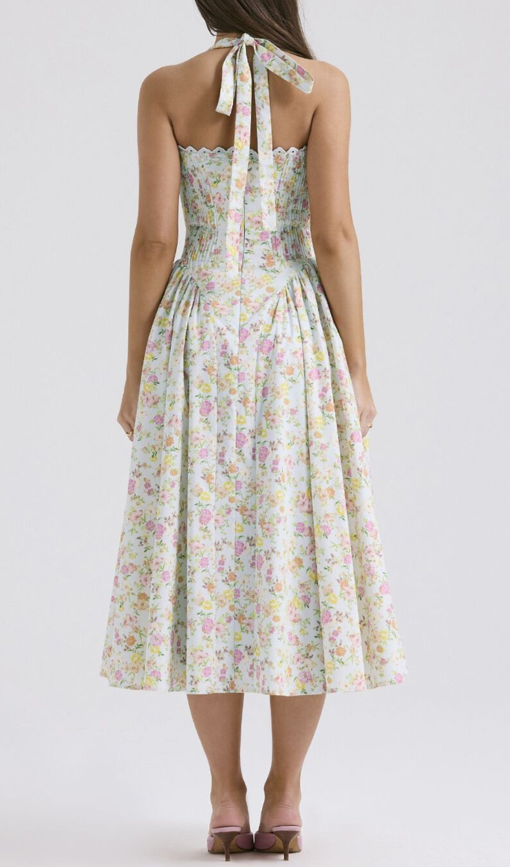 Fashionslee Women Allegro Green Floral Midi Dress