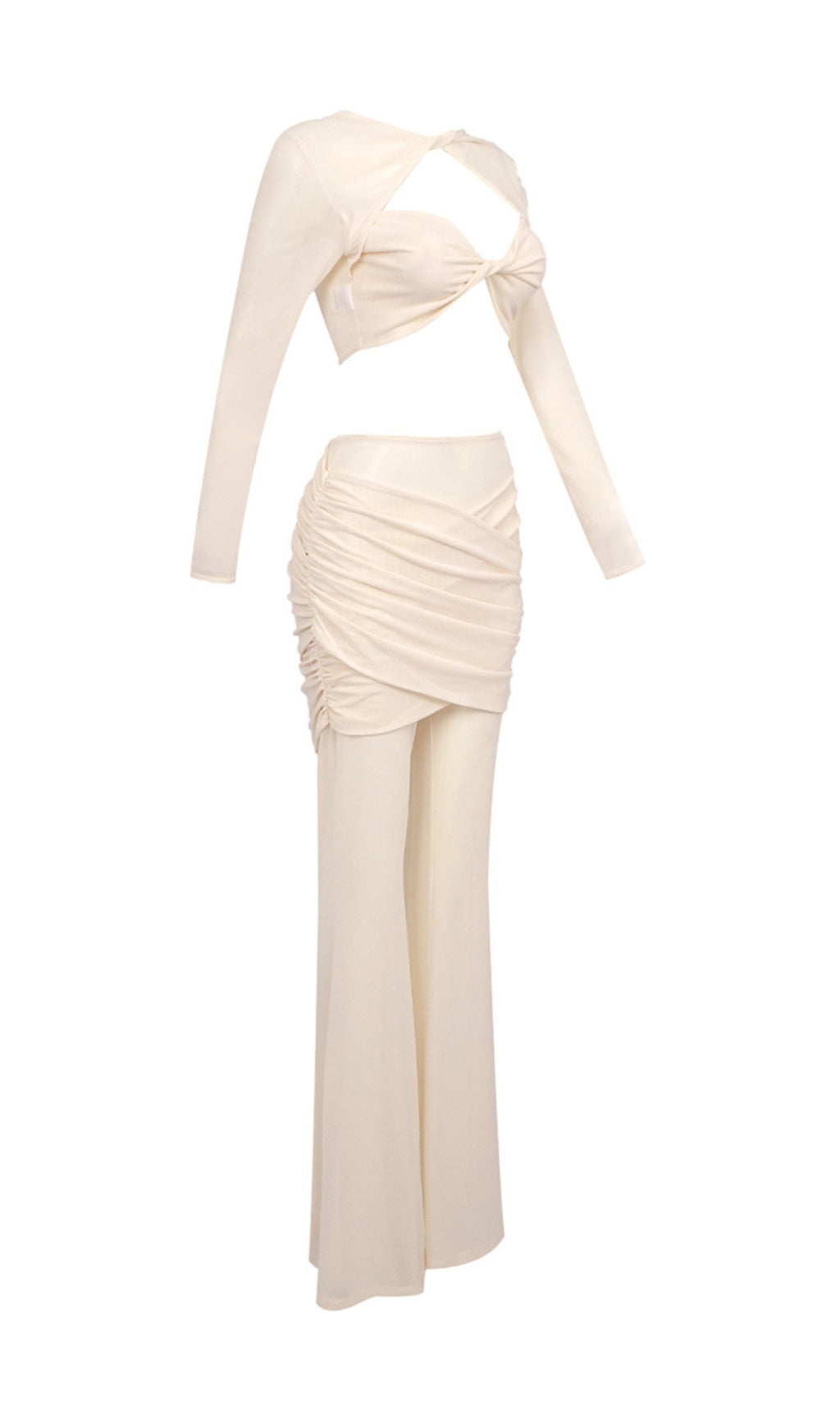 TRENDING BEIGE DRAPED JUMPSUIT TWO-PIECE - OWNCI TRENDING BEIGE DRAPED JUMPSUIT TWO-PIECE - OWNCI