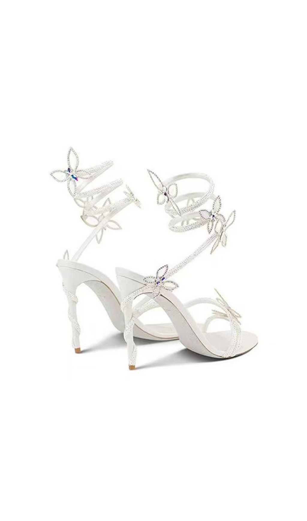 Fashionslee Women Kylia White Diamante Butterfly Heels