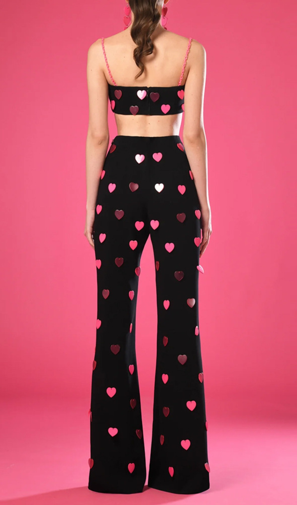 Fashionslee Women Clovia Pink Heart Embellished Top & Pants Set