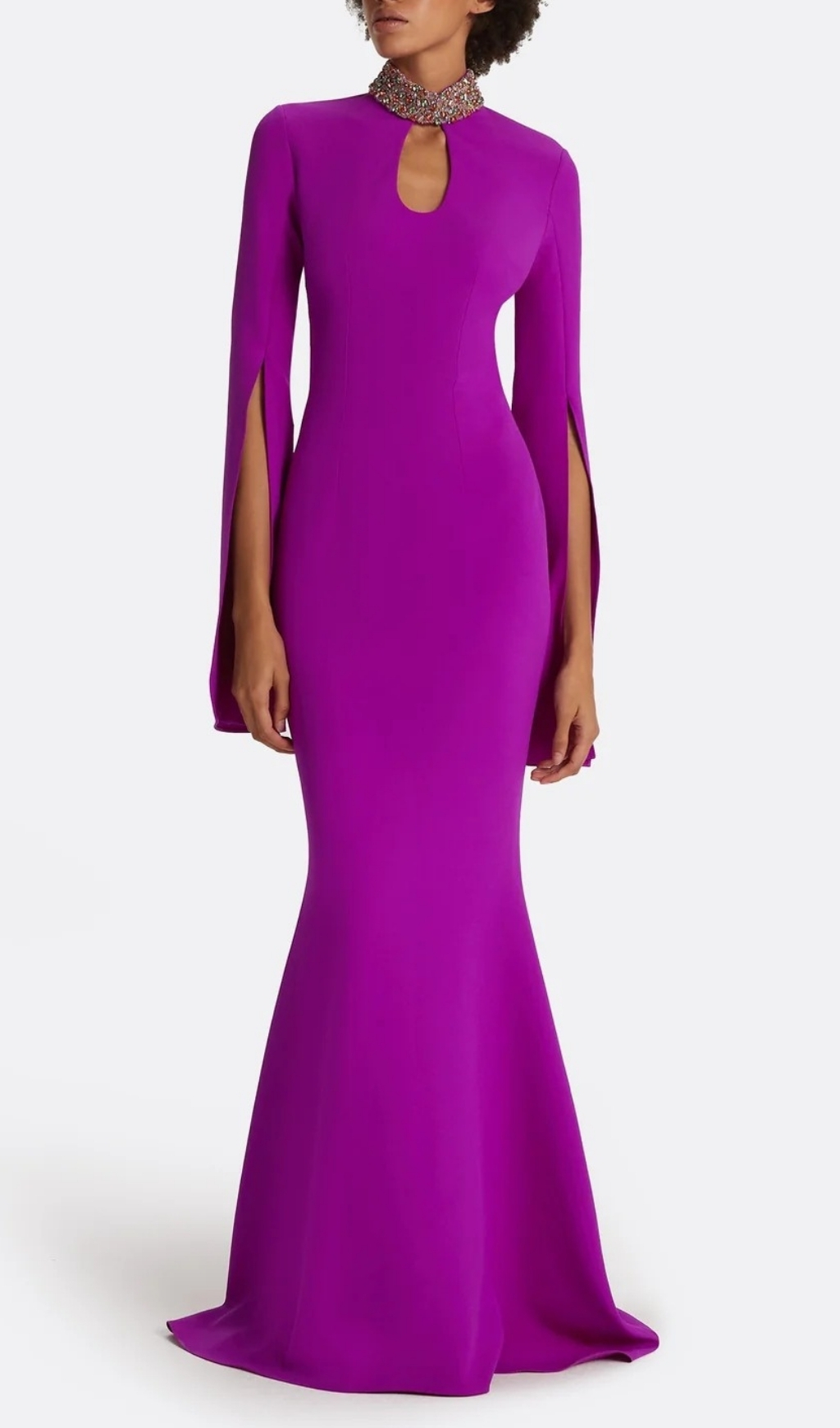 Fashionslee Women Ellema Purple Long Sleeve Embellished Maxi Dress