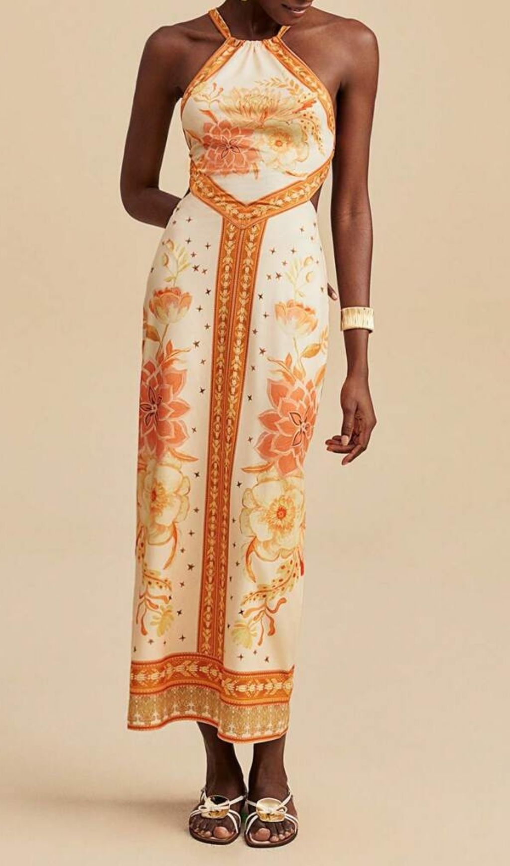 Fashionslee Women Lala Halter Printed Backless Midi Dress