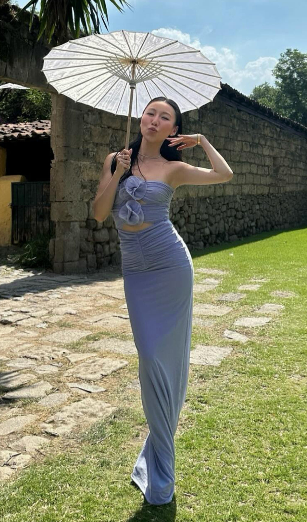 Fashionslee Women Awenasa Purple Flower Cutout Maxi Dress