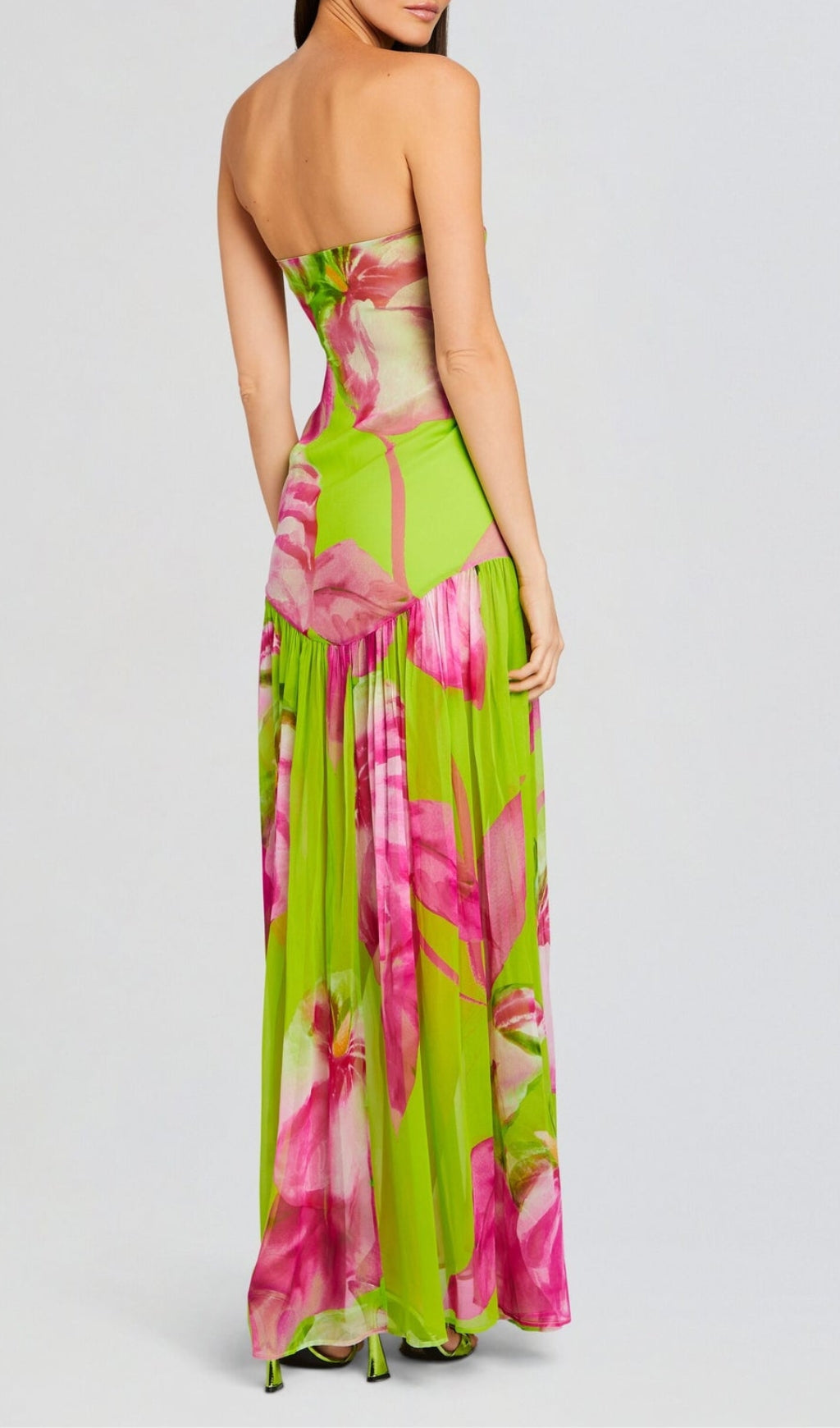 Fashionslee Women Arava Green Printed Slit Maxi Dress