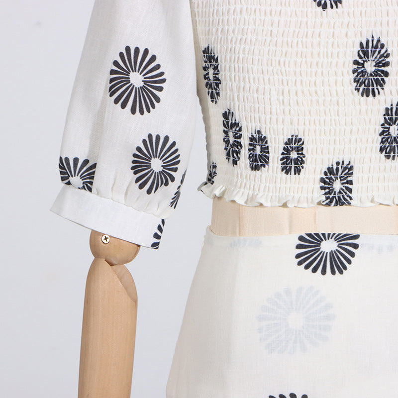 7de50a8dcb50ba09c87eec08446c8efd.jpeg Fashionslee Women Blossom White Printed Maxi Skirt Set