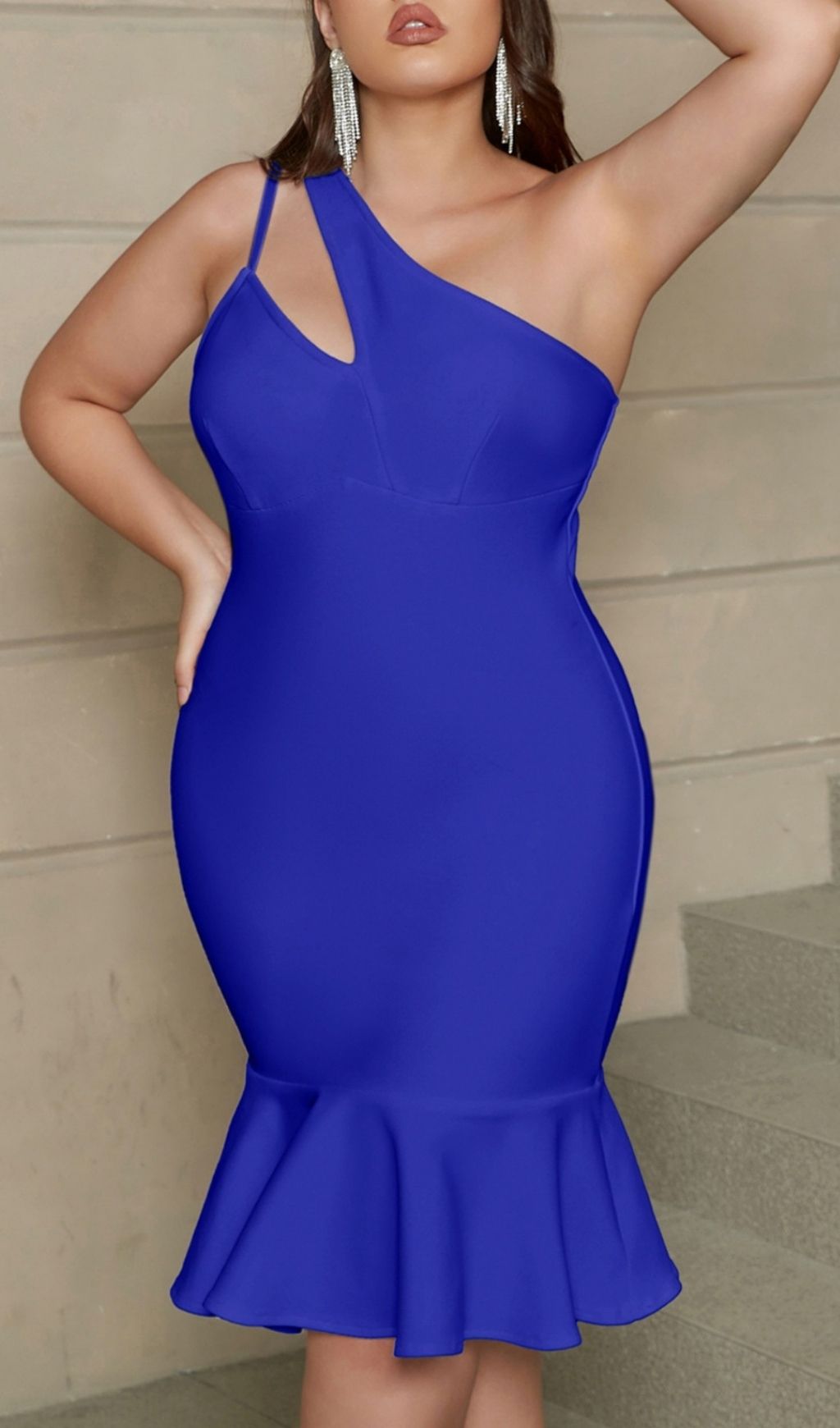 7fbe62fcbd522c46fbdc335ee7be317a.jpg Fashionslee Women Lara Blue Bandage Plus Size Midi Dress