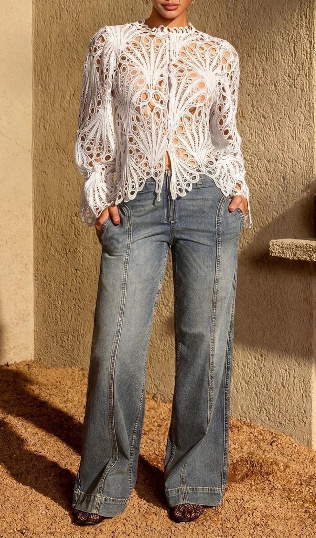 81dbda6b878fb8a7feb1e2a830486d80.jpg Fashionslee Women Lysendral Long Sleeve Crochet Top In White