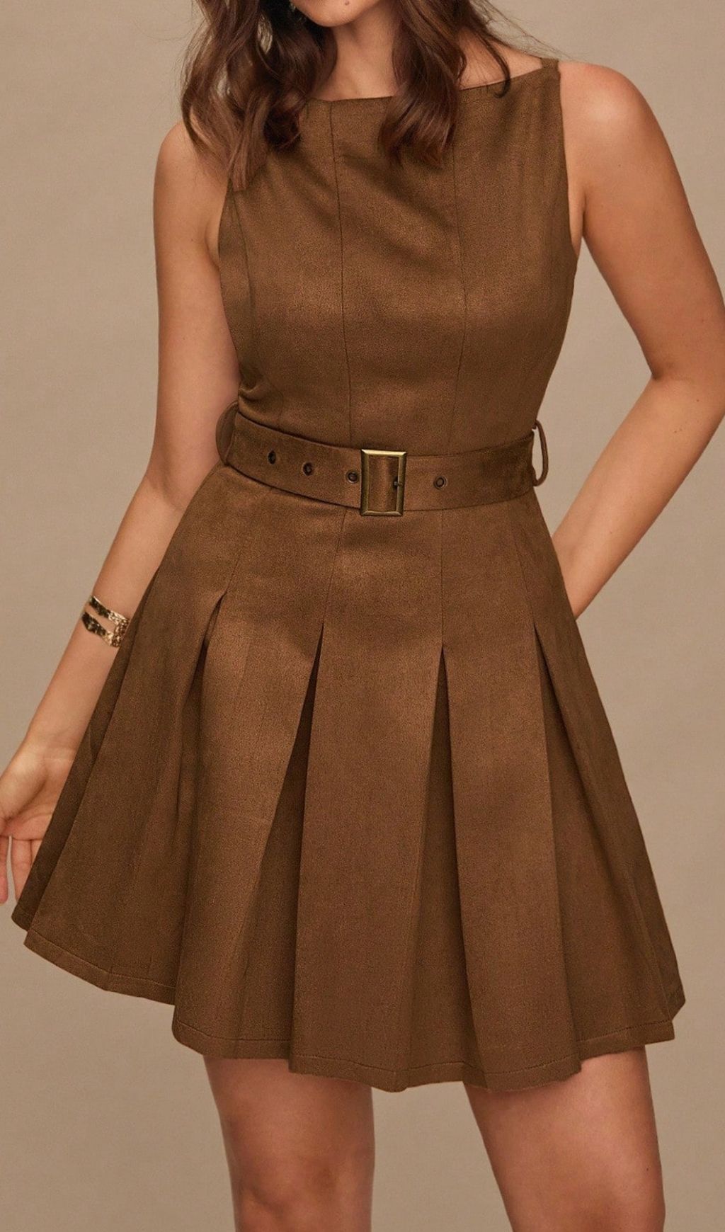 Fashionslee Women Lanica Sleeveless Pleated Mini Dress