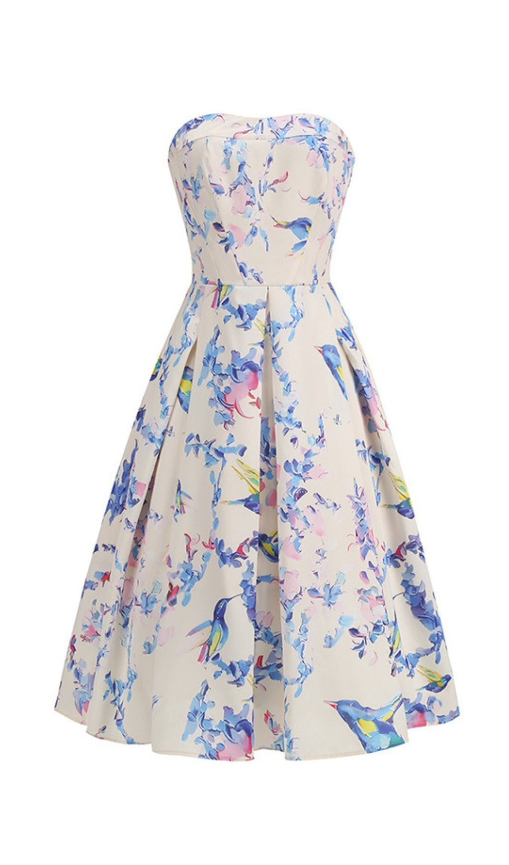 Fashionslee Women Bona Strapless Floral Corset A Line Midi Dress
