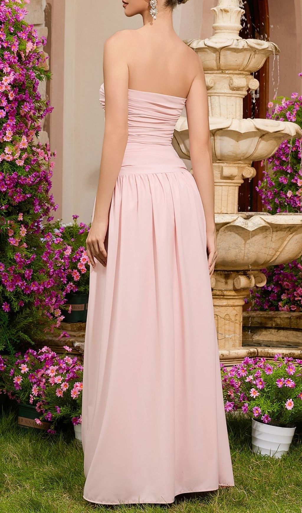 Fashionslee Women Lakshmi Pink Strapless Maxi Dress