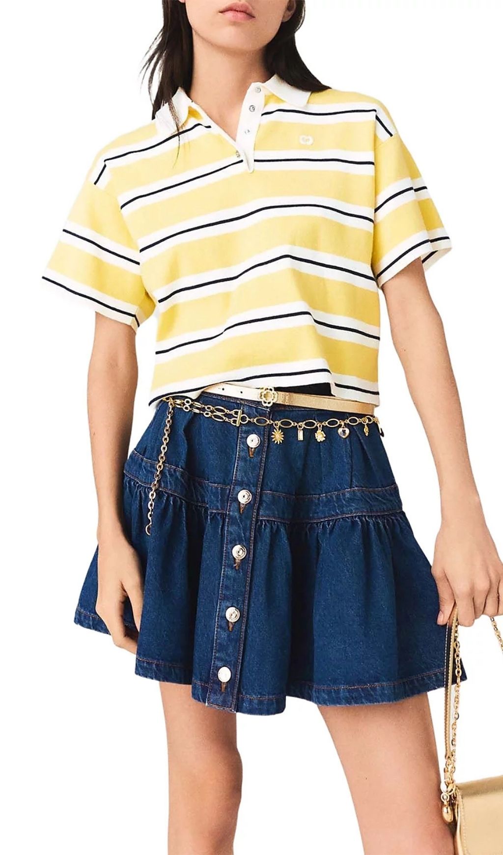 Fashionslee Women Malisse Striped Short Sleeve Polo Shirt