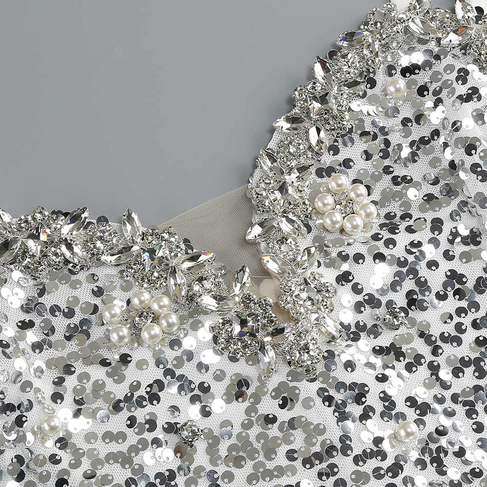 857bda8f95a04e894a788c640c1faa3e.jpg Fashionslee Women Chumani Silver Crystal Pearl Sequin Mini Dress