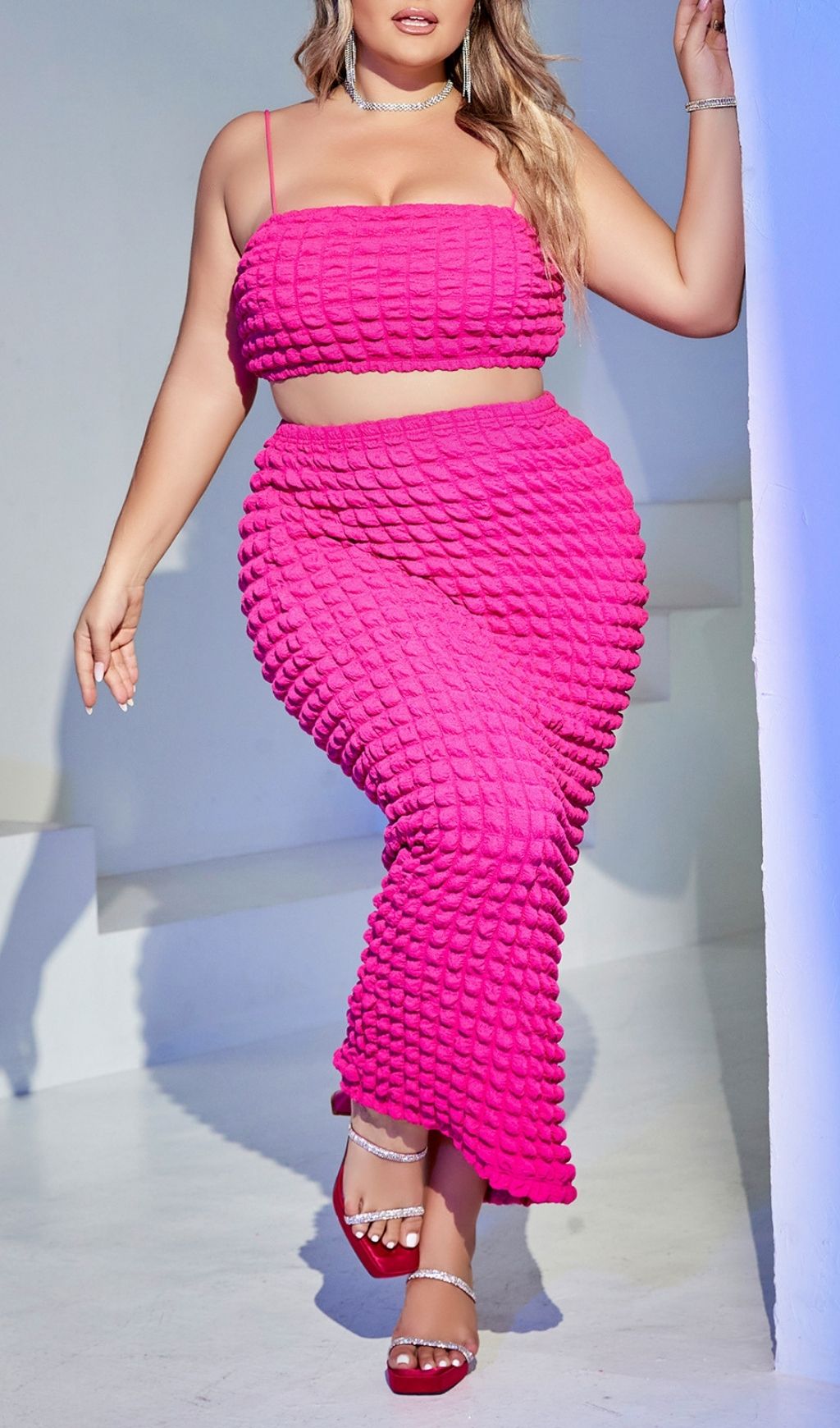 85c0fec542732cd9764447b999ba7e43.jpg Fashionslee Women Langley Pink Plus Size Two-Piece Set