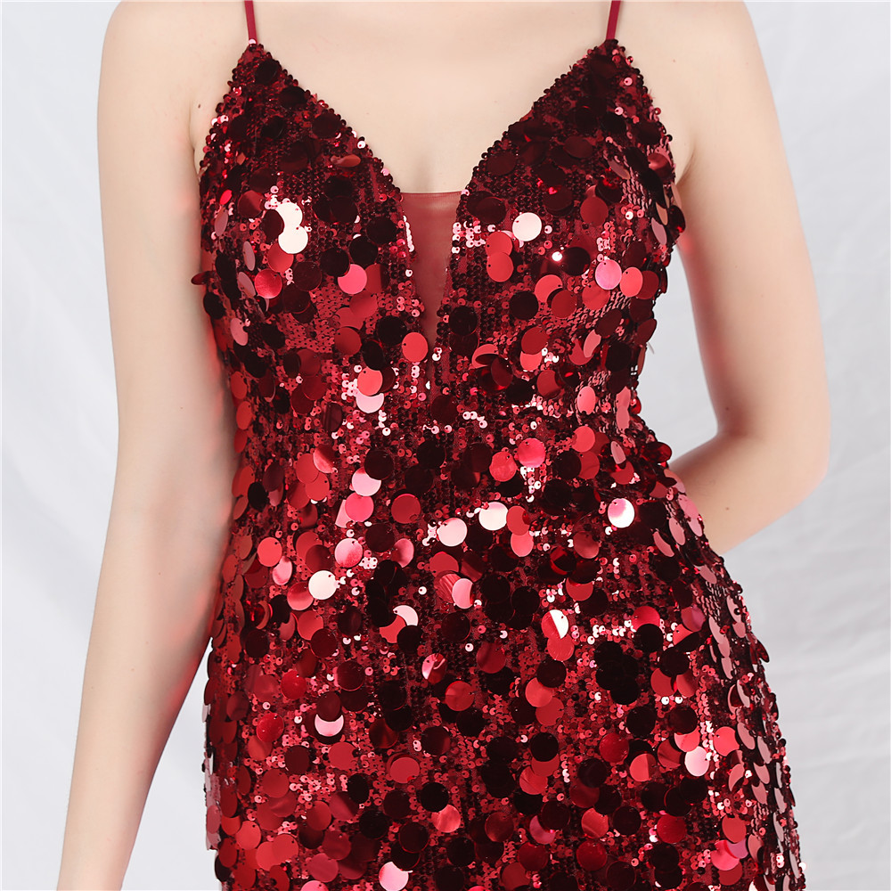 86378acdbf0ed752b7cf659fec2b3f65.jpg Fashionslee Women Chole Red Strappy Sequin Maxi Dress