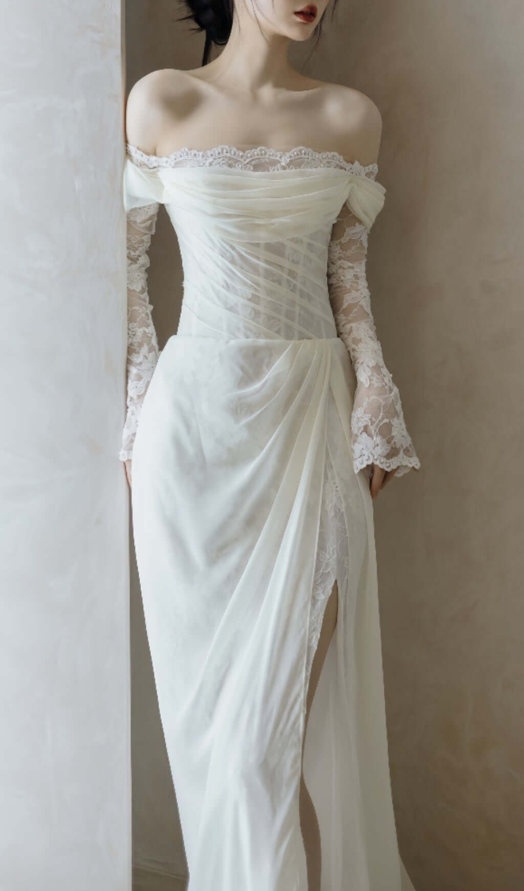 Fashionslee Women Avielle Mesh One Shoulder Wedding Dress