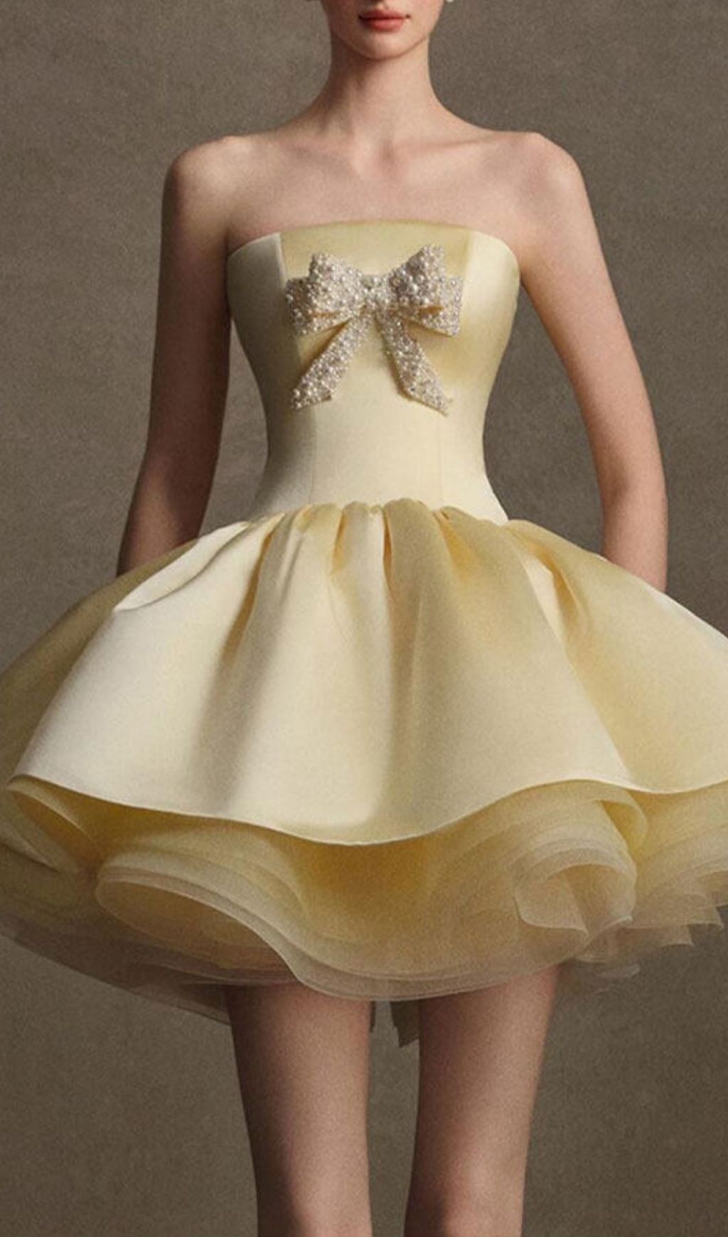 Fashionslee Women Kristel Yellow Strapless Bow Mini Dress