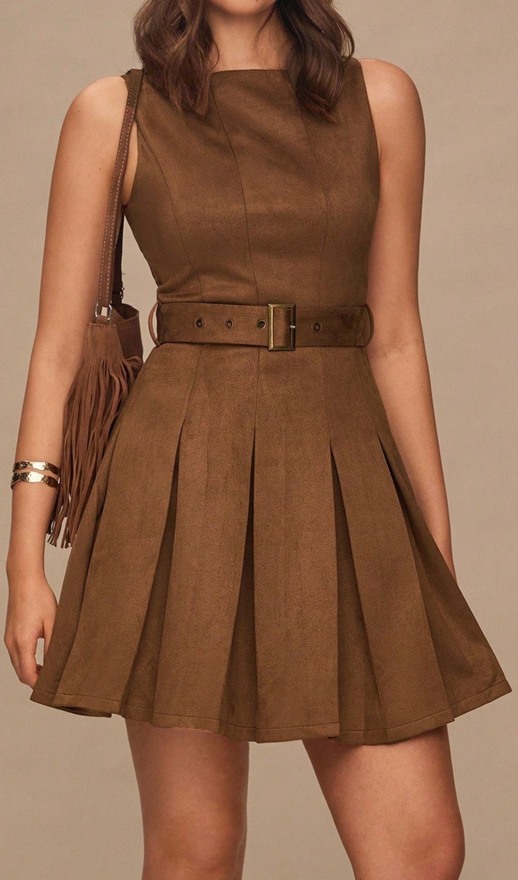 Fashionslee Women Lanica Sleeveless Pleated Mini Dress