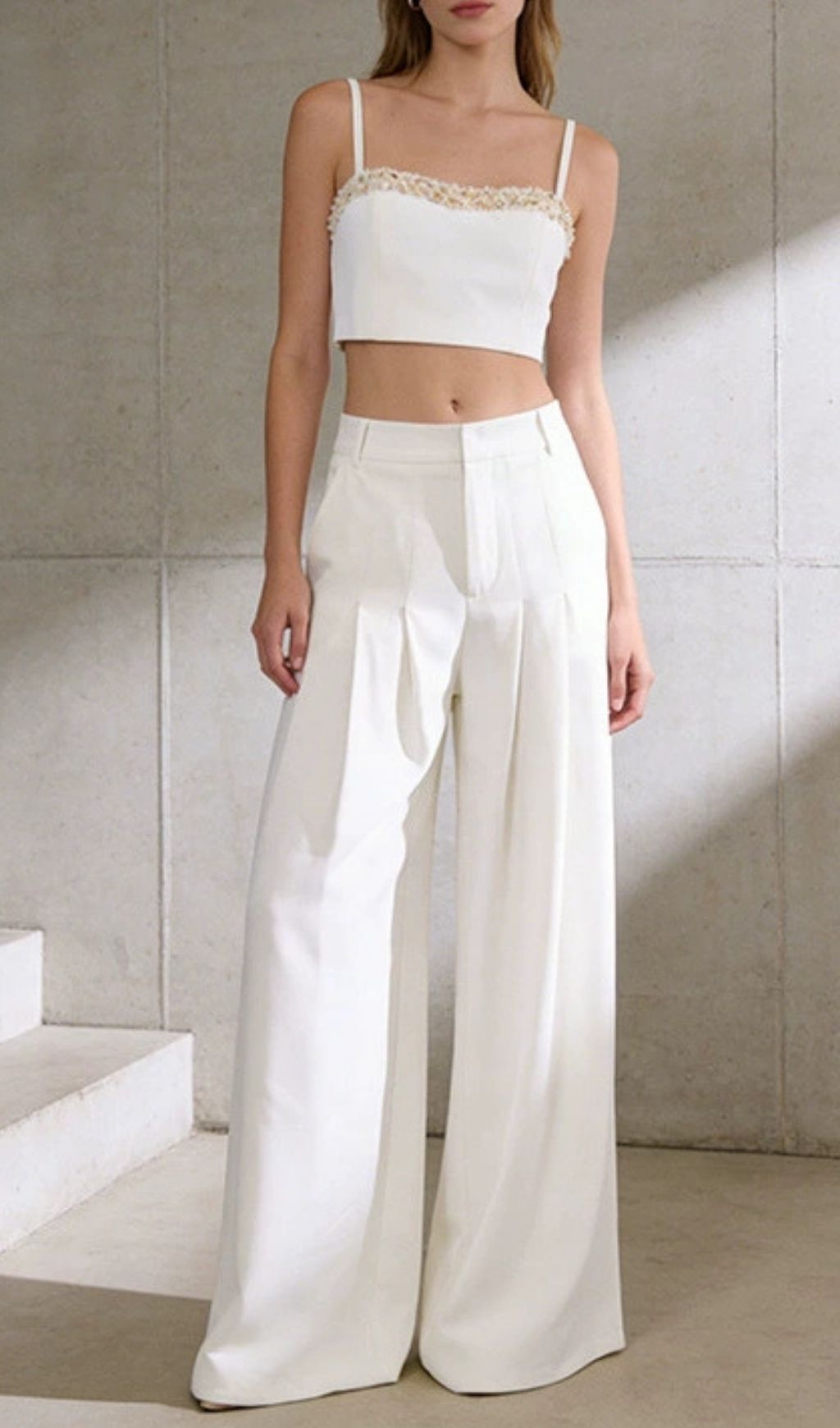 WHITE EMBELLISHED TWO-PIECE SET VIRAL MUST-HAVE