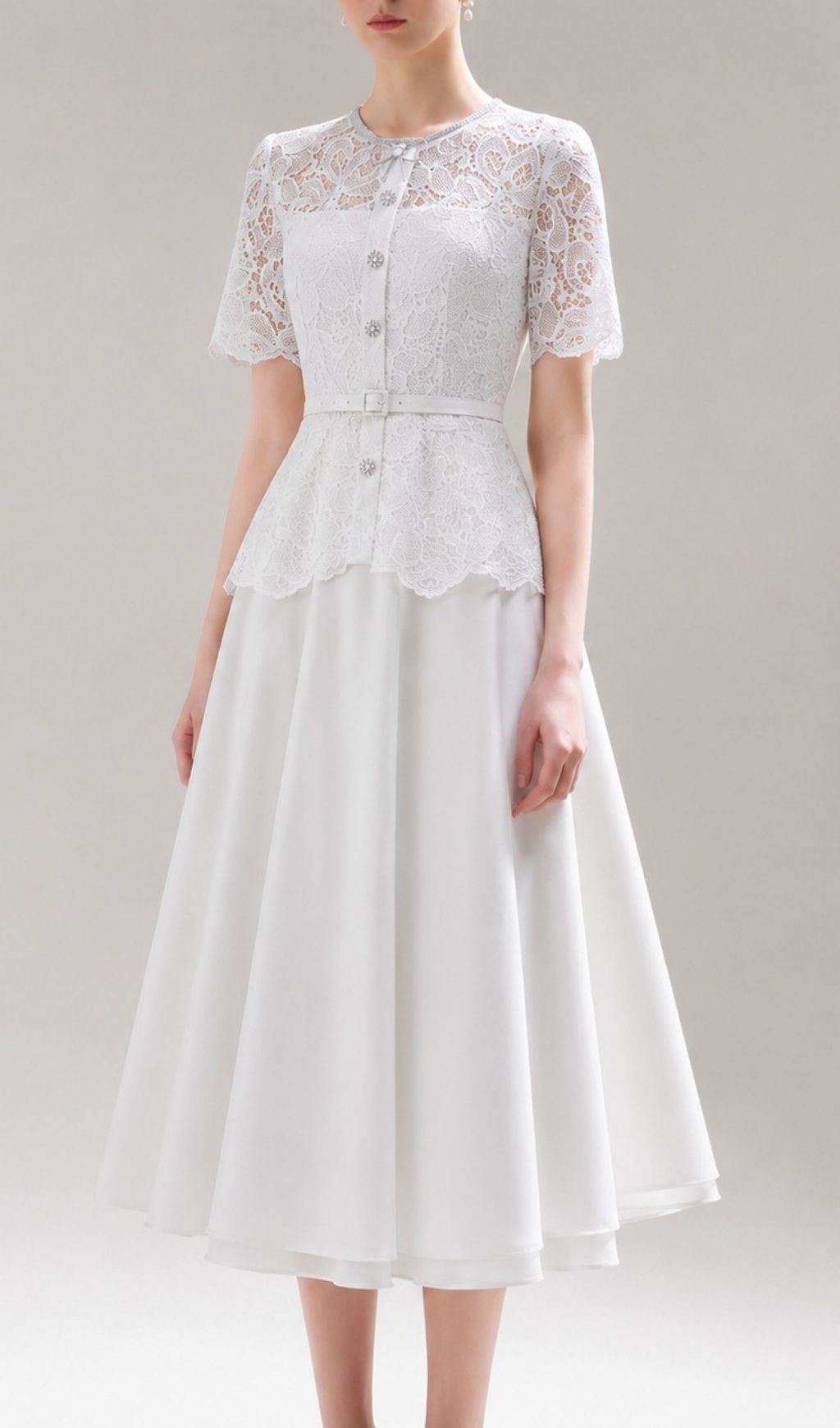 Fashionslee Women Lashunay Lace Belt Midi Dress