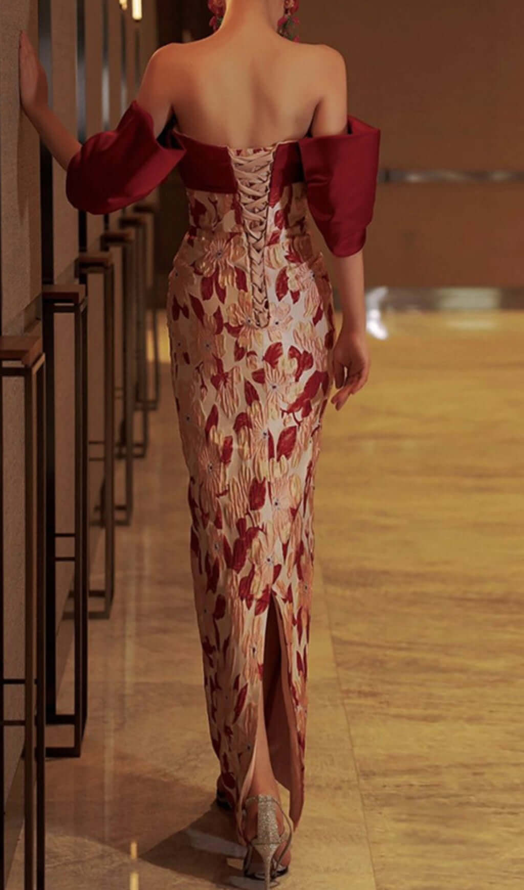 Fashionslee Women Avishav Off Shoulder Flower Maxi Dress