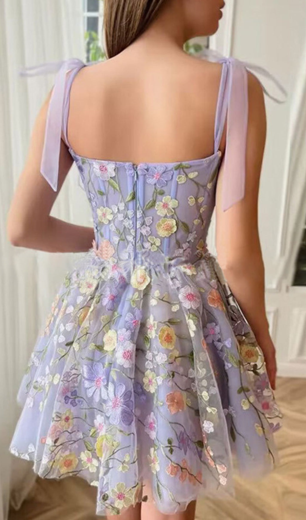 Fashionslee Women Amandla Lavender Bloom Mini Dress