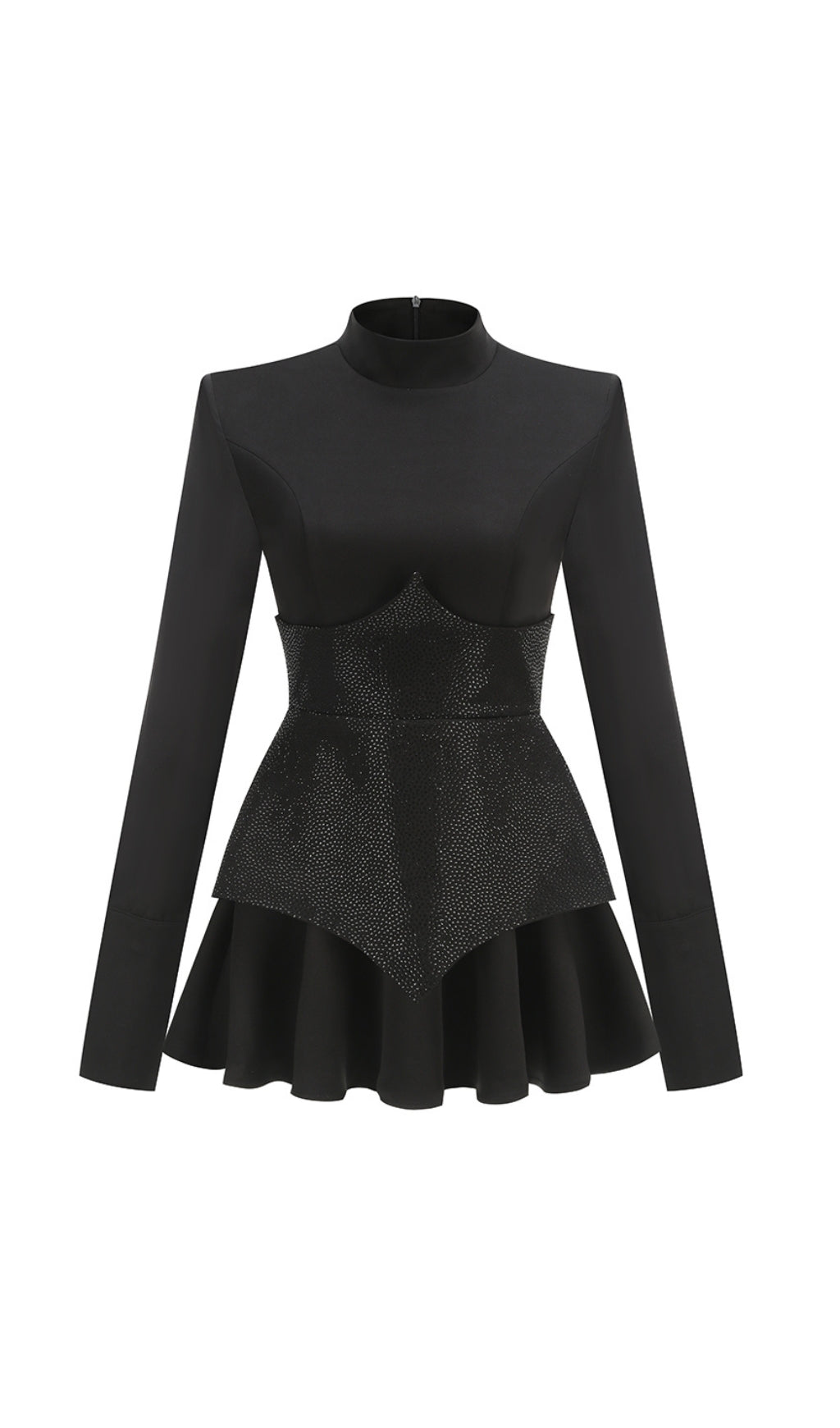 898316bc3a23768213922f3c90ea7113.jpeg Fashionslee Women Atiya Rhinestone Long Sleeve Mini Dress