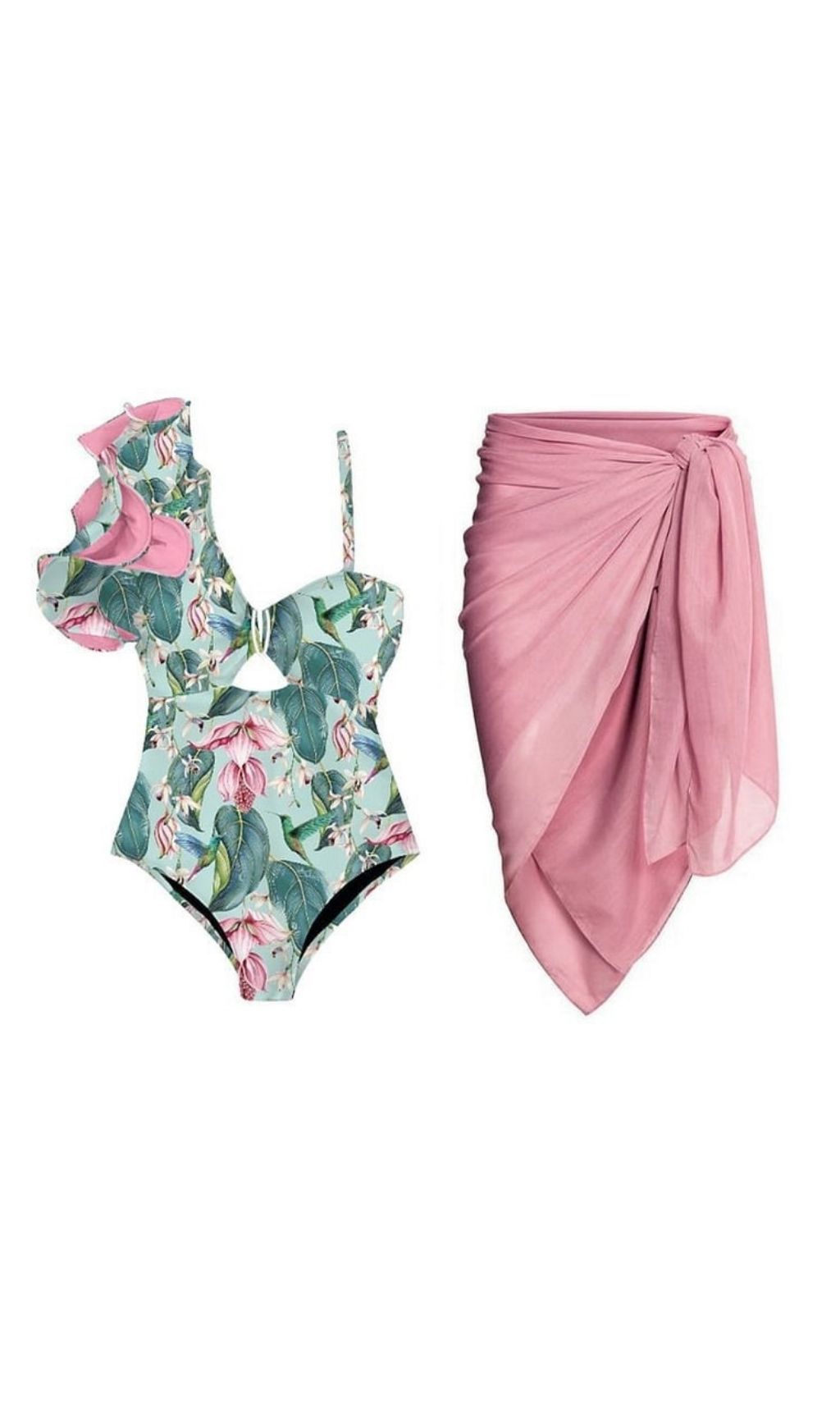 8a861122362d0bcd65640e31e9148a07.jpg Fashionslee Women Krithi Printed Ruffle One-Piece Swimsuit & Sarong