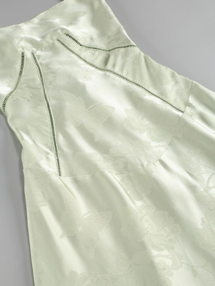 Fashionslee Women Billie Pistachio Floral Lace Back Maxi Dress