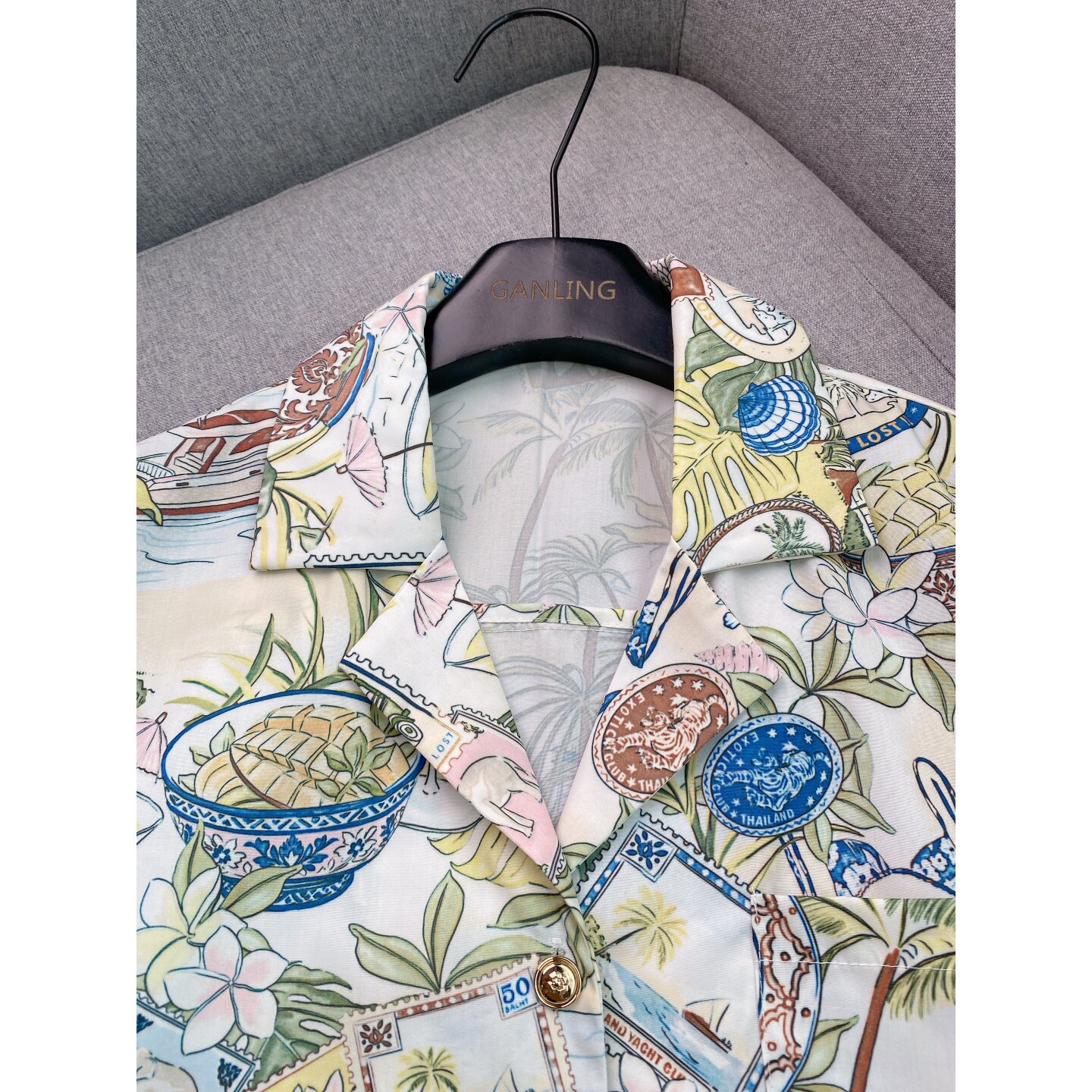 Fashionslee Women Patterned Cropped Shirt