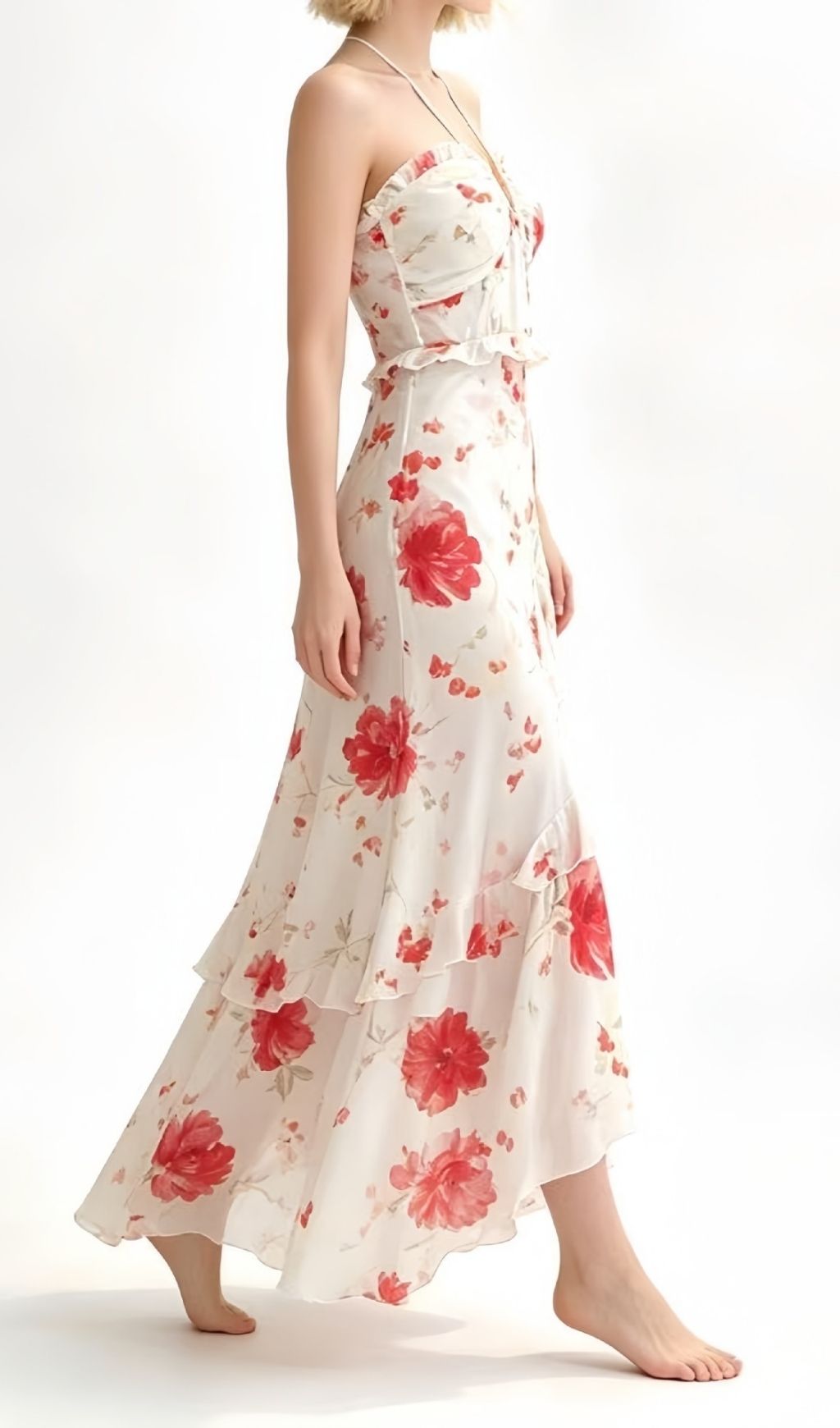 8b77c134a8c9c603d95e9c9625fbf4fa.jpg Fashionslee Women Lavish Halter Floral Ruffle Maxi Dress