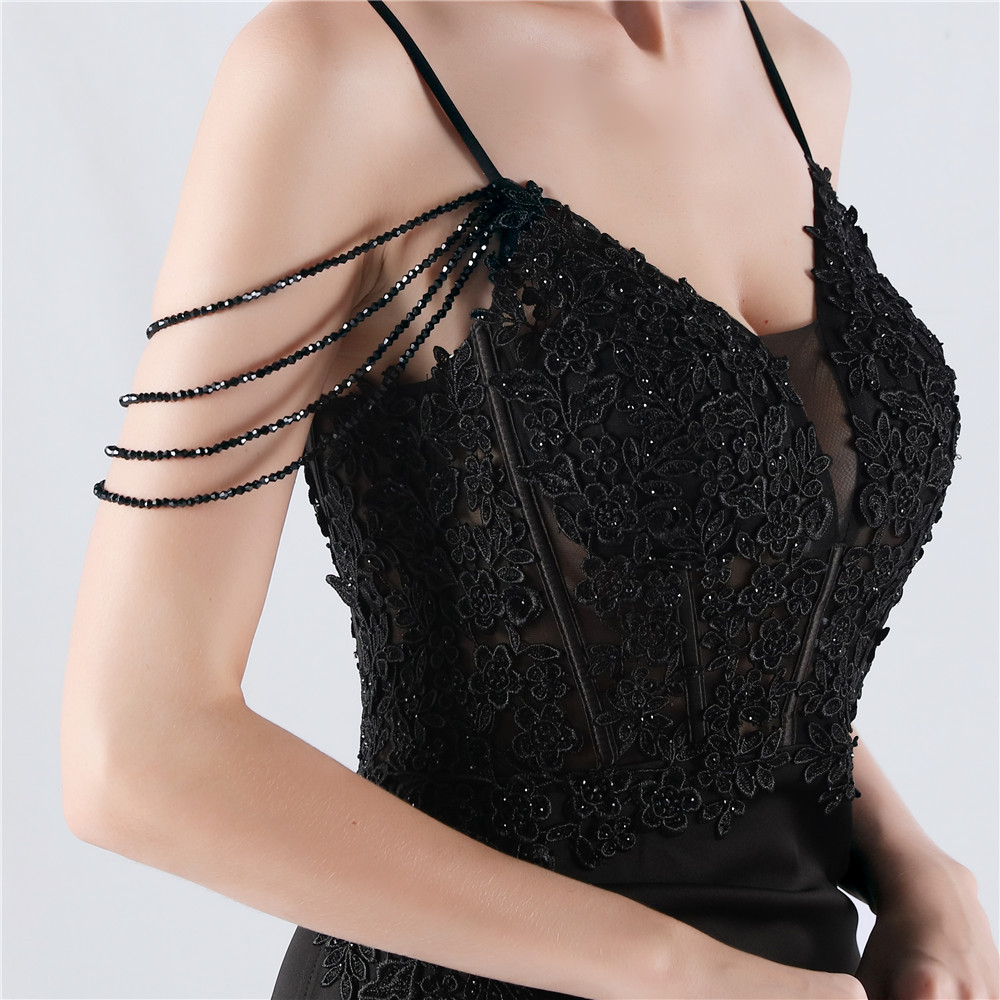 Fashionslee Women Chofa Black Flower Bead Corset Maxi Dress