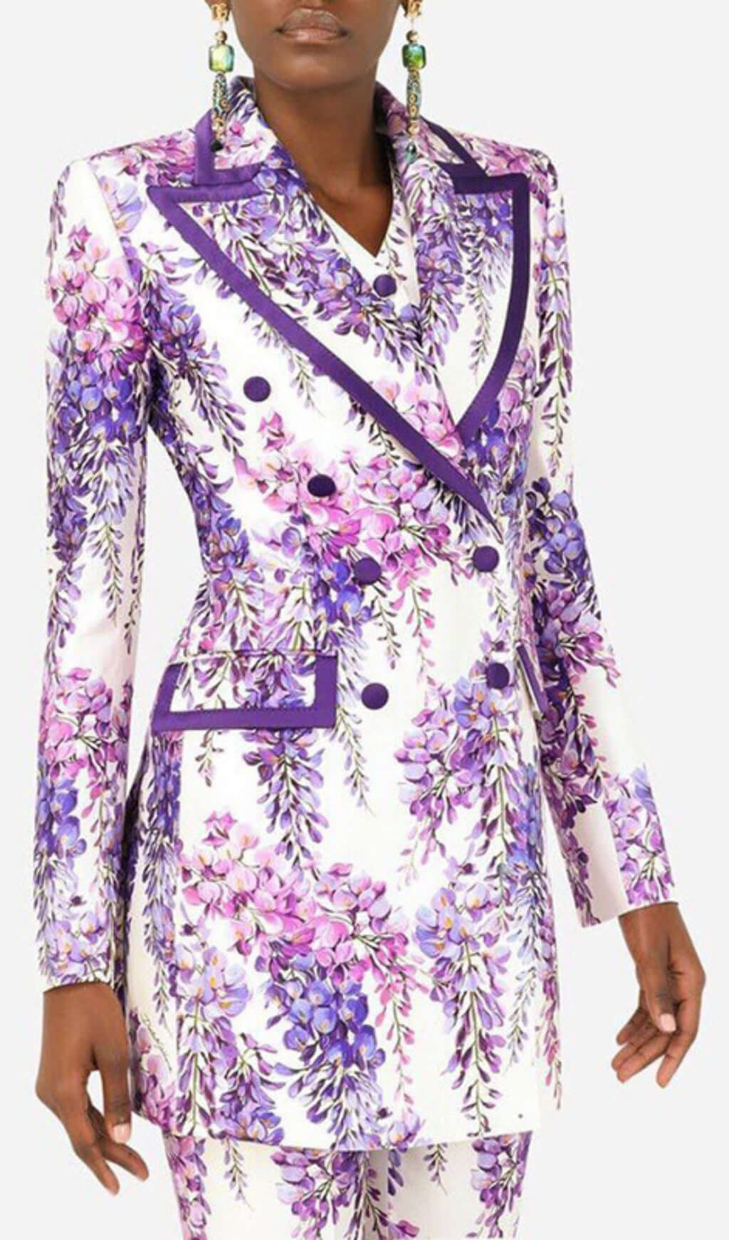 Fashionslee Women Anastazja Purple Floral Blazer Set
