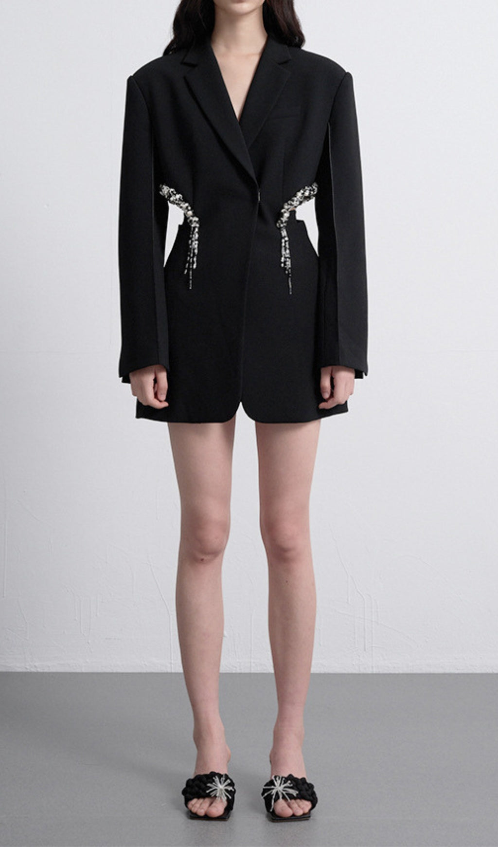 Fashionslee Women Brenna Diamond Cutout Mini Blazer Dress